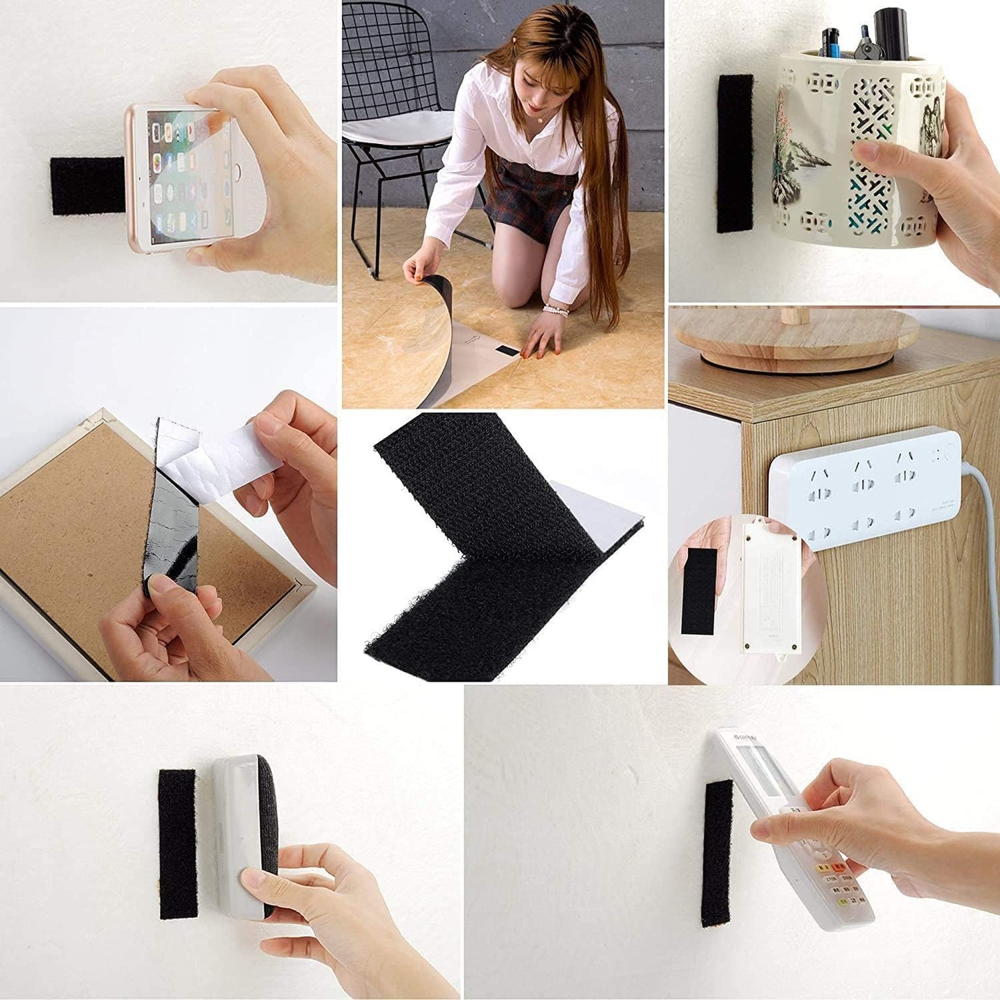 BRAVESHINE Heavy-Weight Hook and Loop Strips with Adhesive - Strong Sticky-Back Fasteners - Double Sided Mounting Tape for Home or Office Use Holds Picture Frame and Tools - 15 Pack 1.2x4 Inch