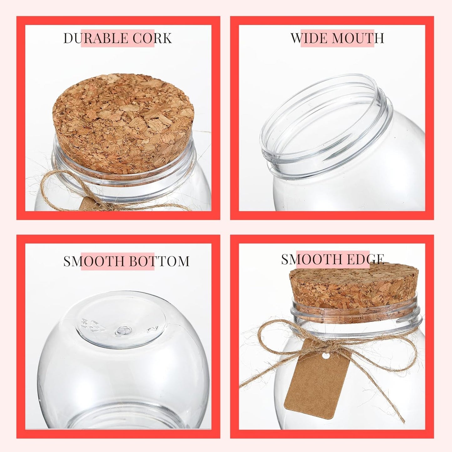 Wettarn 120 Pcs Transparent Red D4 Dice6 Pcs Pot Bottles Plastic Favor Jars with Cork Lids Healing Potion Bottles Polyhedral Dice Set for Party Favors Table Games(Ball Style)