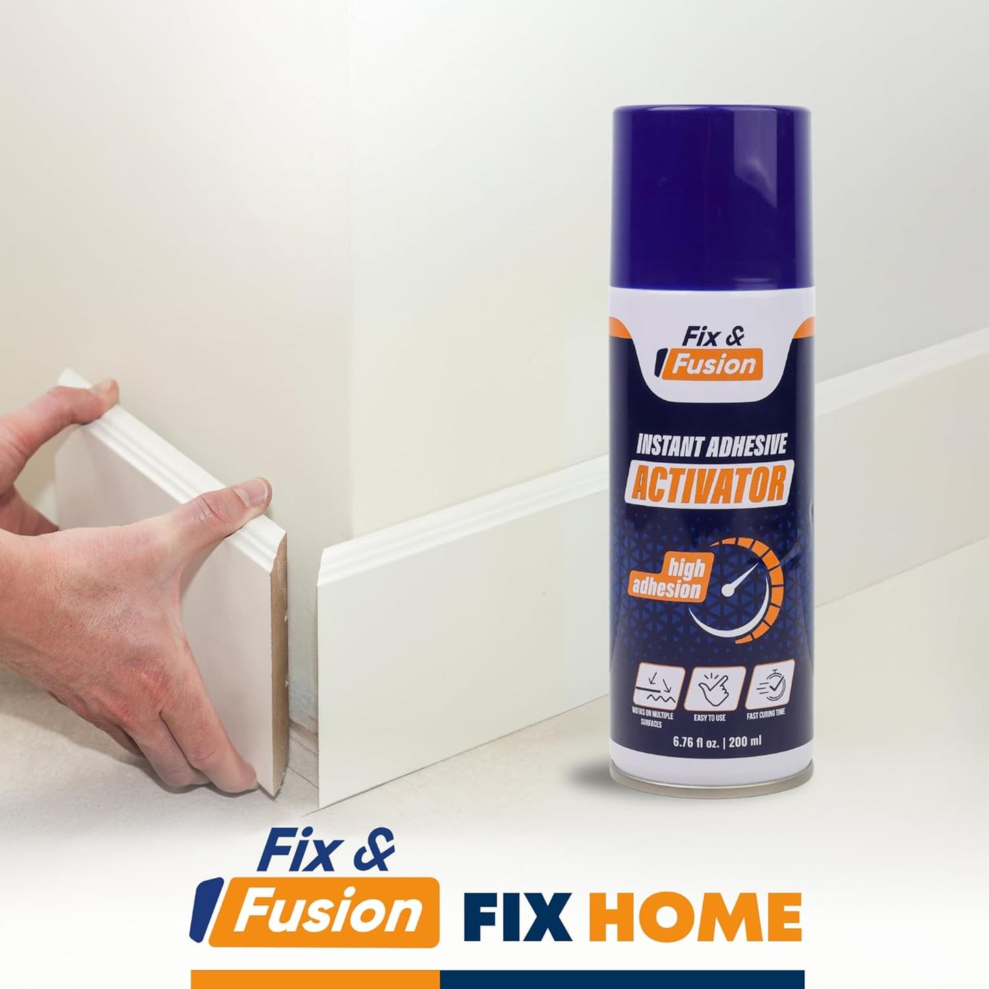 FIX & FUSION Activator Spray (6.76 Fl Oz), Instant Cure Accelerator for Cyanoacrylate (CA) Super Glue for Wood, Plastic, Rubber, Granite, and DIY & Professional, Accelerates Bonding Strength, (6 Pack)