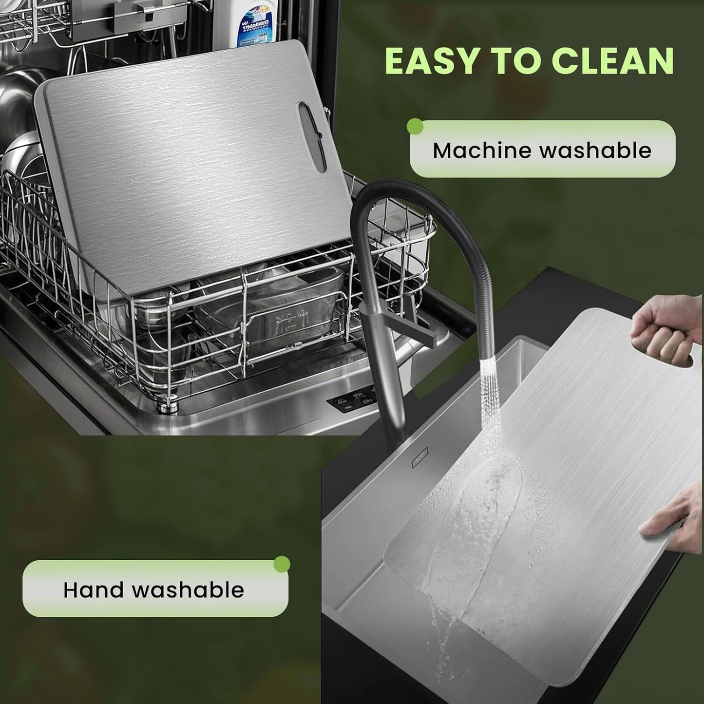 3Pack Titanium Cutting Board, 2025 New Upgrade 100% Pure Titanium Cutting Boards for Kitchen, Hygiene & Durability Non Stick Chopping Board, Double sided Cutting Board, Easy to Clean (M+L+XL)