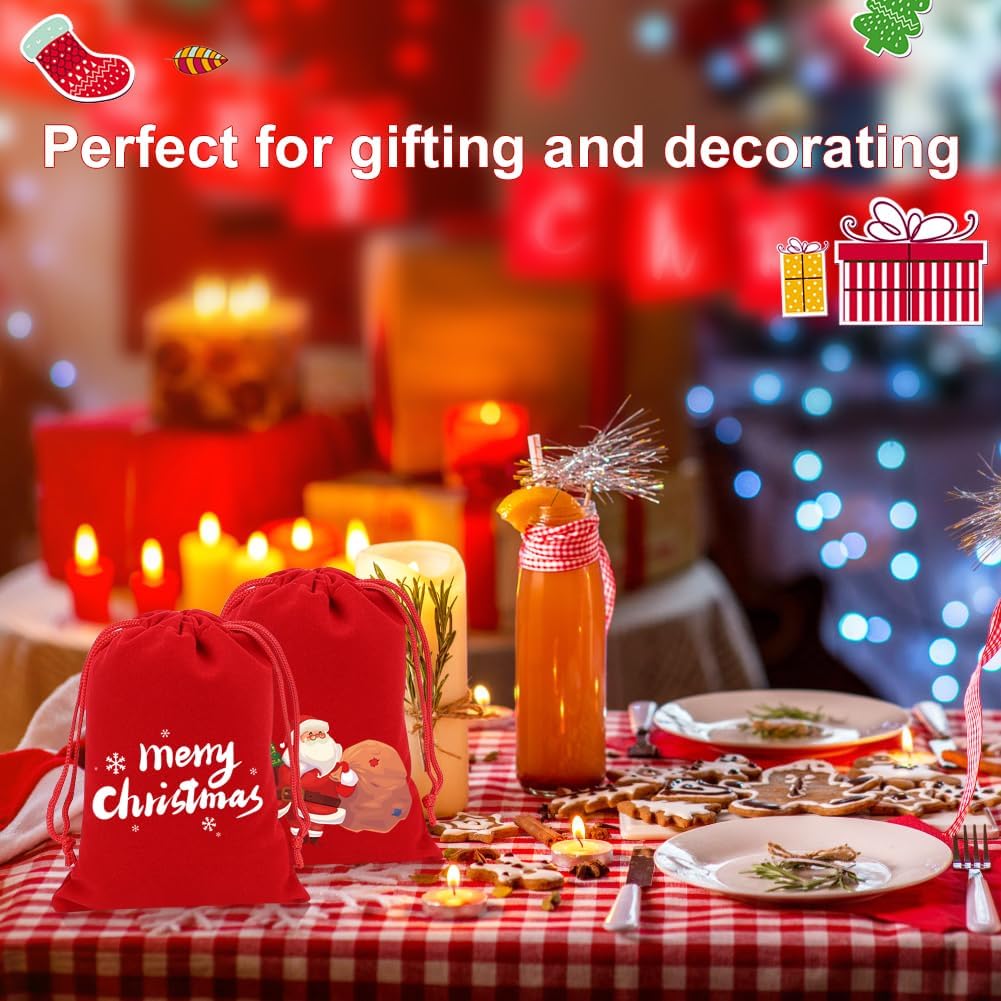 Shintop 20pcs Velvet Bags with Drawstrings, 4x6inch Red Gift Bags Jewelry Pouches for Dice Wedding Party Favor