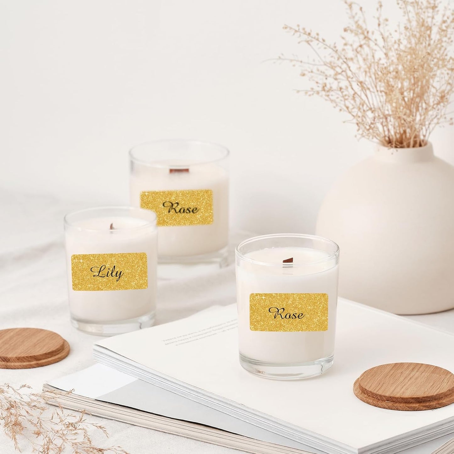 3x2 Inch Holographic Thermal Labels, Glitter Gold Thermal Sticker Labels, Waterproof Thermal Printer Stickers for Price, Barcode, Name, Custom Logo Design, 200 Pcs/Roll