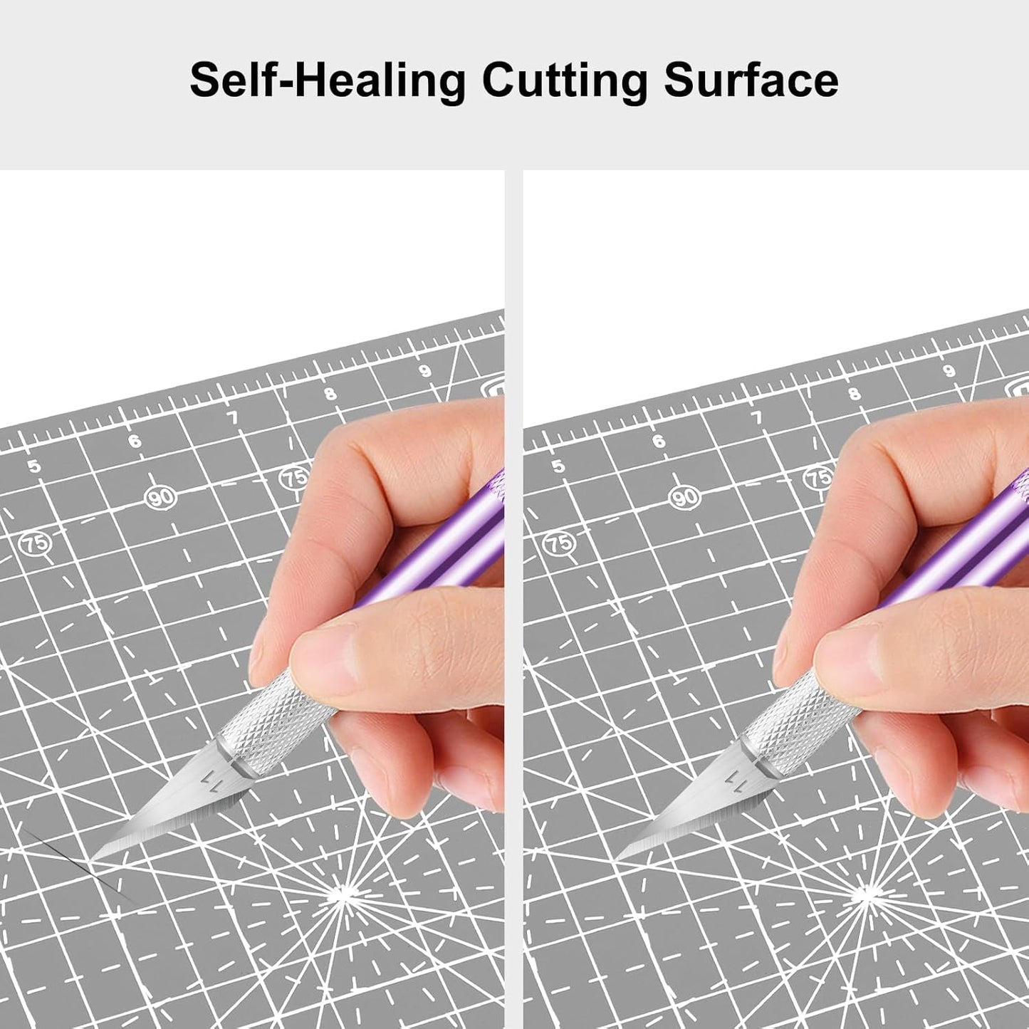 Headley Tools 12"x12" Rotating Cutting Mat, Self Healing Mat with 360-Degree Rotation & Anti-Slip Base, Sewing Board Cutting Mat Perfect for Fabric Quilting Leather Hobby Project, Grey