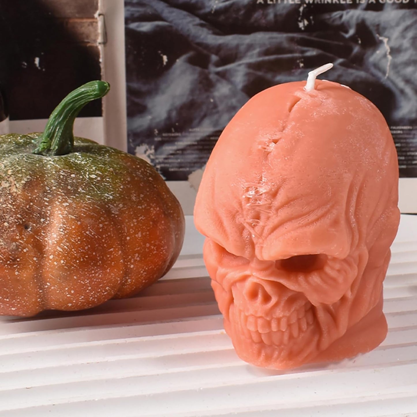 Skull Head Candle Mold - Resin Casting Silicone Molds for Home Decor & Candle Making Wave Spiral Mold