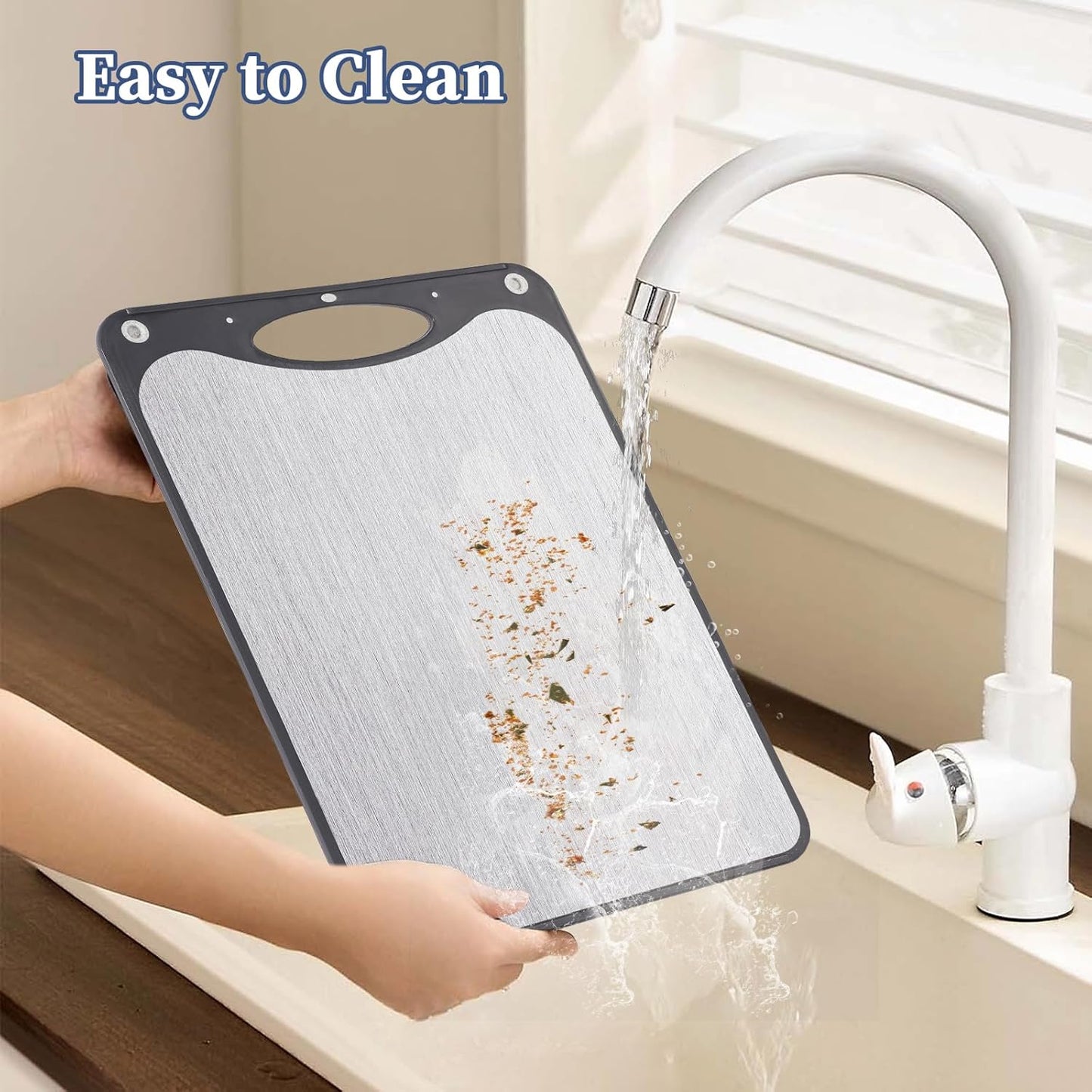 Titanium Cutting Boards For Kitchen, Double Sided Cutting Board, Food Grade Titanium And Wheat Straw PP Chopping Board, Easy To Clean, Large Size 15”×10” Dark Gray