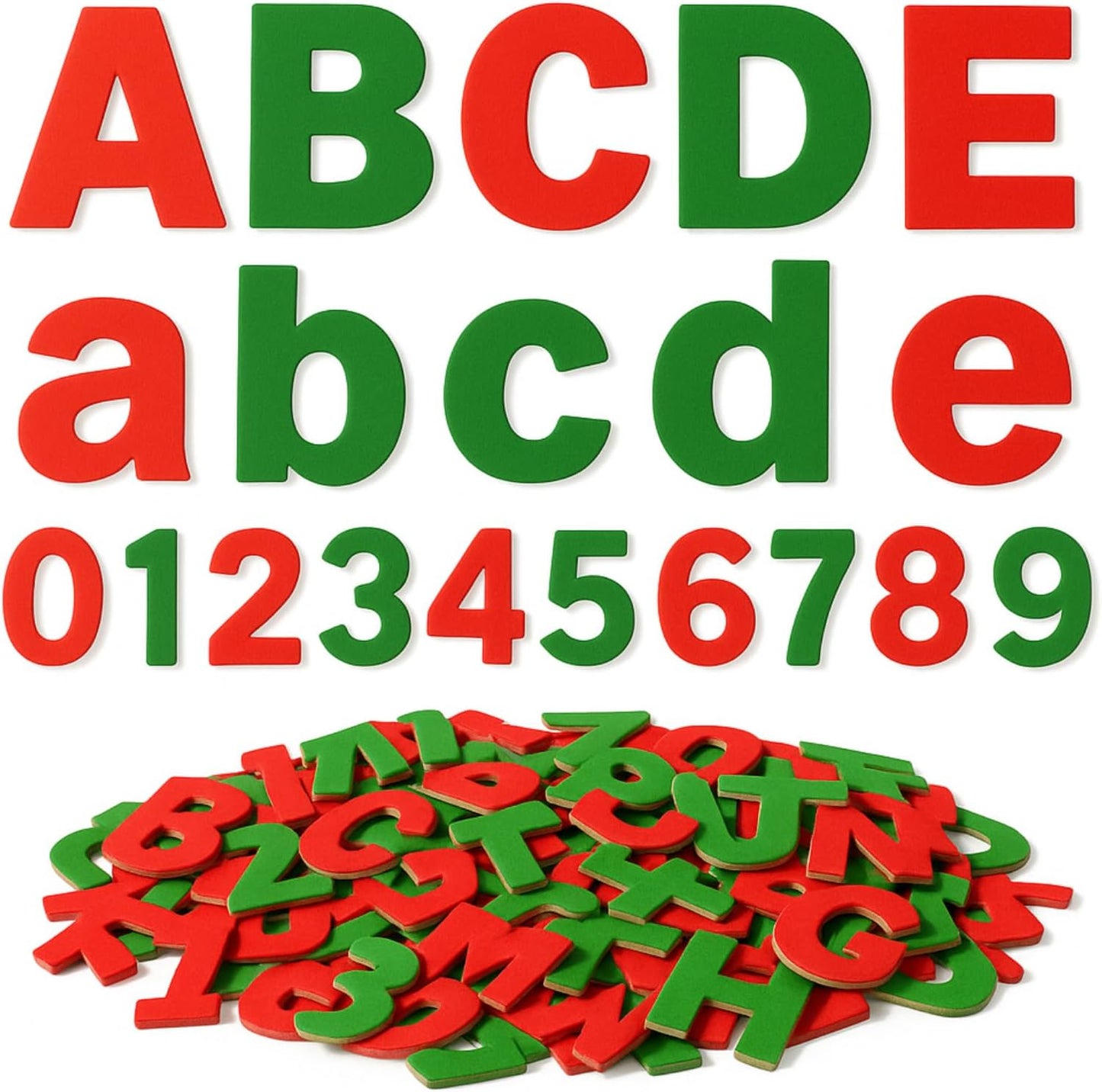 Breling 310 Pieces Felt Bulletin Board Letters Sticker with Number, 2" Bulk Self Adhesive ABC Upper Lowercase Sticky Letter for Christmas Gift Poster Bulletin Board Classroom (Christmas Color)