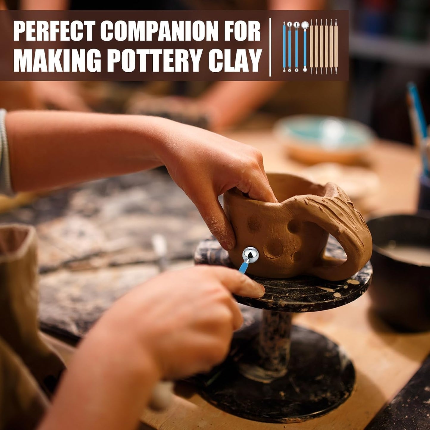 Teenyyou 6 Sets Dot Painting Tools 60 Pcs Clay Pottery Modeling Metal Embossing Tools Ceramic Clay Dotting Supplies for Painting Mandalas Pottery Art Rock