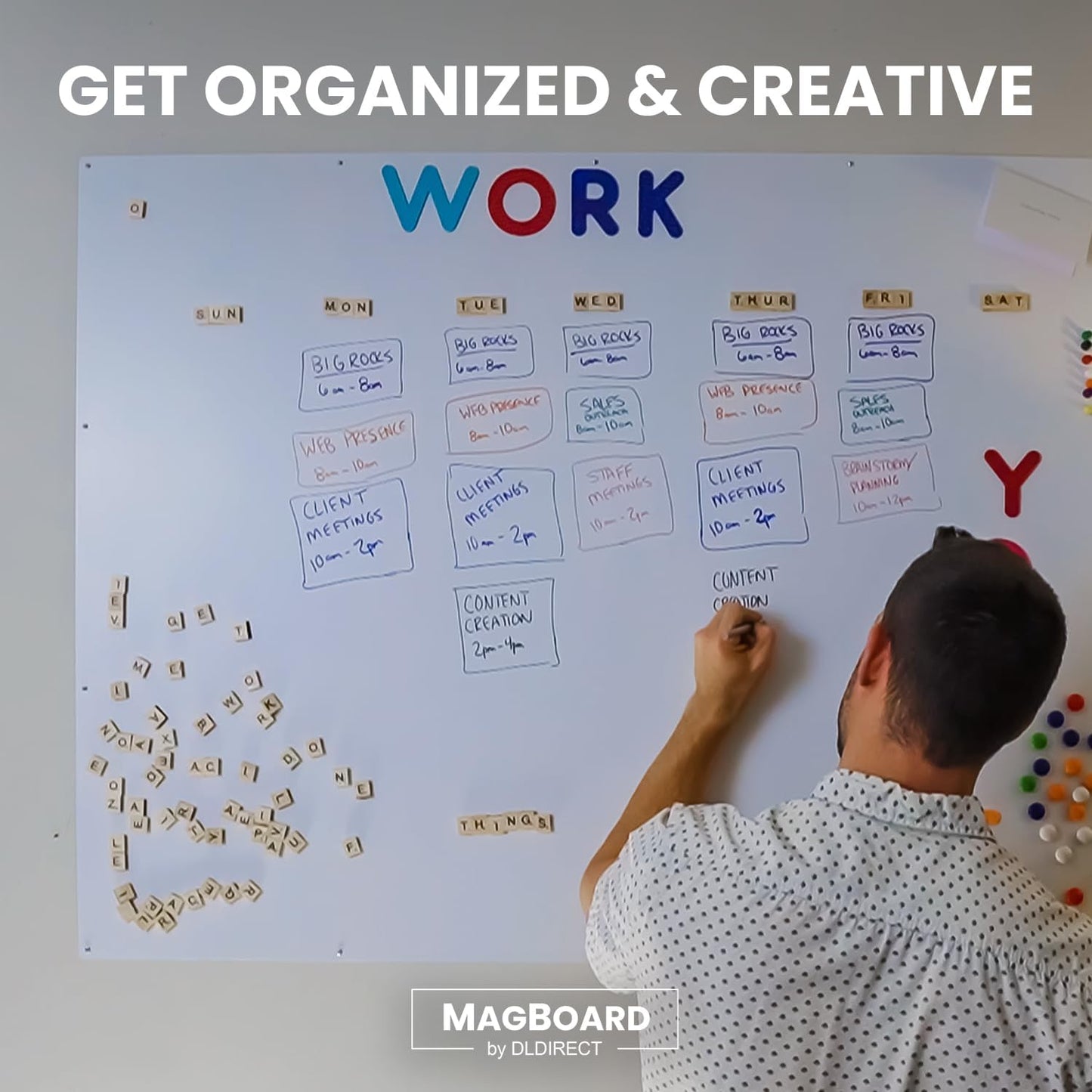 Diamond Life Magnetic Board - Memo & Vision Board for Home, Office, and Classroom - Magnet Board for Kids - Pre-drilled Mounting Screws Included (Silver 24"x36")