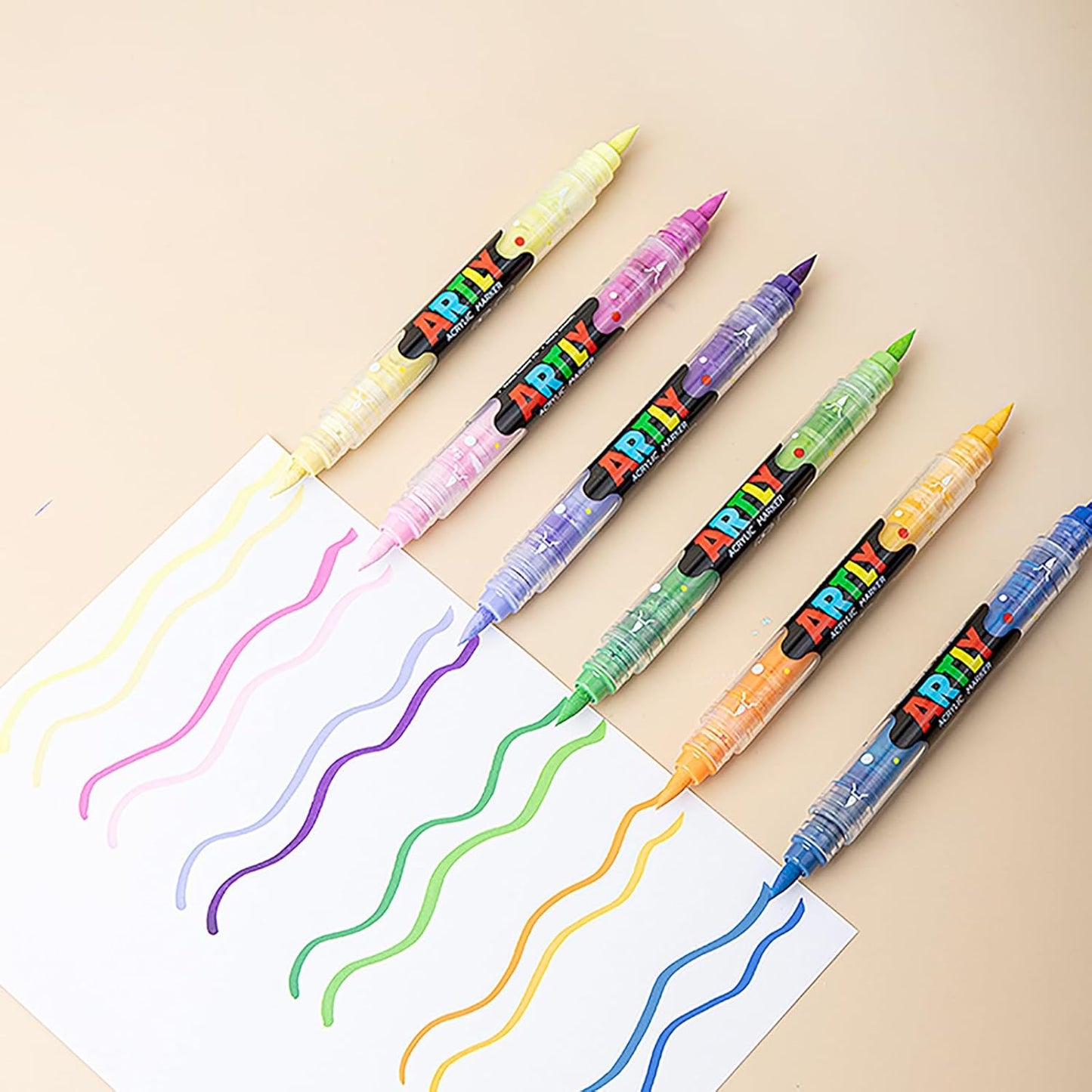 72 Colors Paint Markers, Dual-Color Acrylic Pens with Brush Tips, Double Tipped for Rocks & Art Supplies (36Pcs/72colors)