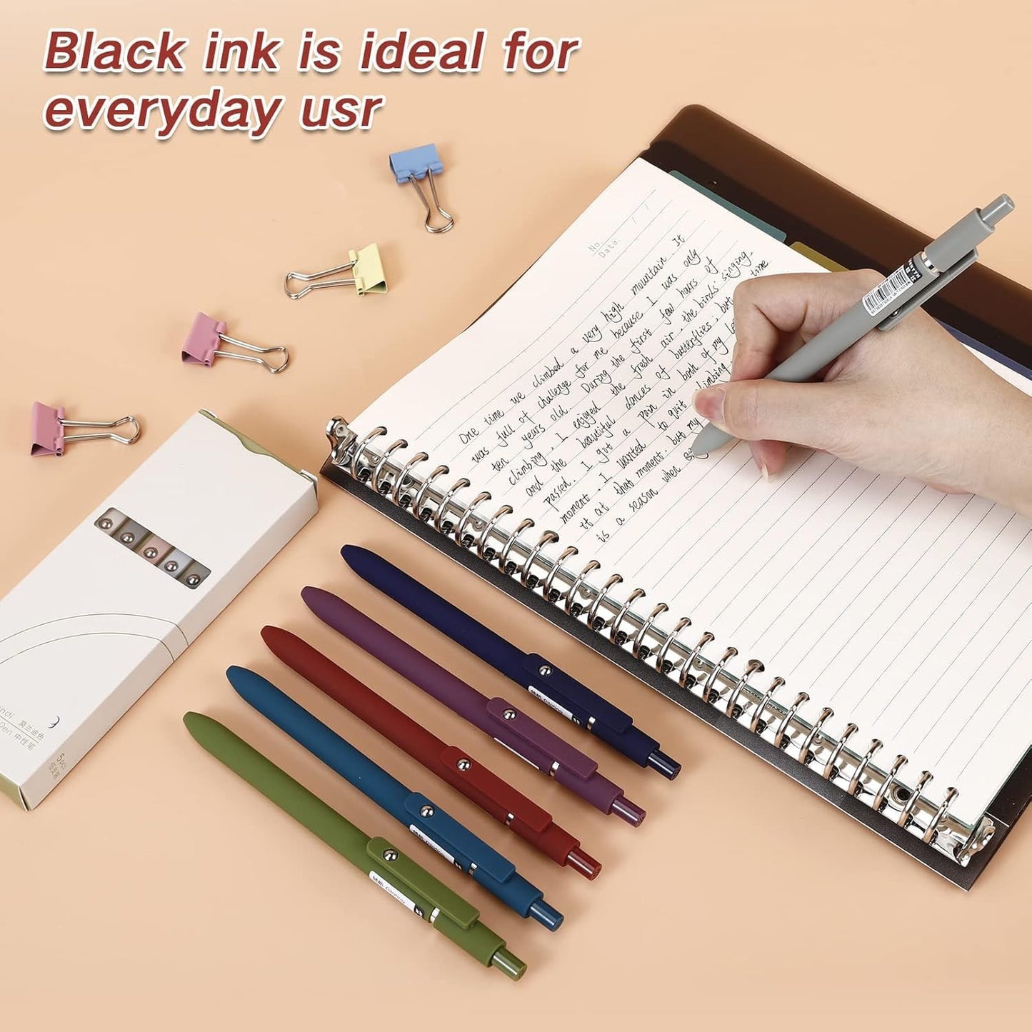10Pcs Quick Dry Ink Pens,Retractable Gel Ink Pens,Fine Point Rolling Ball Gel Pen,Premium Smooth Writing Pens,0.5mm Cute Kawaii Pens for School Home Office Diary,Assorted Vintage Colors,Black Refill