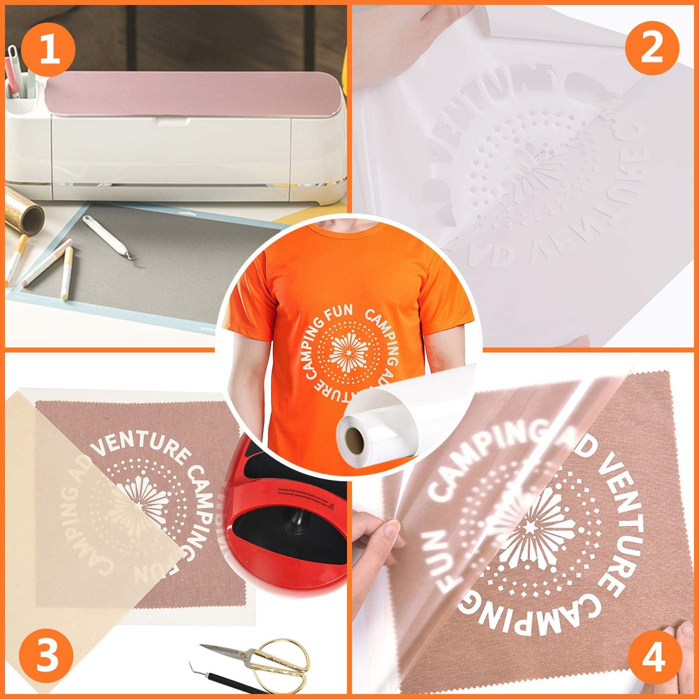 RENLITONG White HTV Iron on Vinyl 12Inch by 10ft Roll Heat Transfer Vinyl for T-Shirt HTV Rolls for All Cutter Machine - Easy to Cut & Weed for Heat Transfer Design