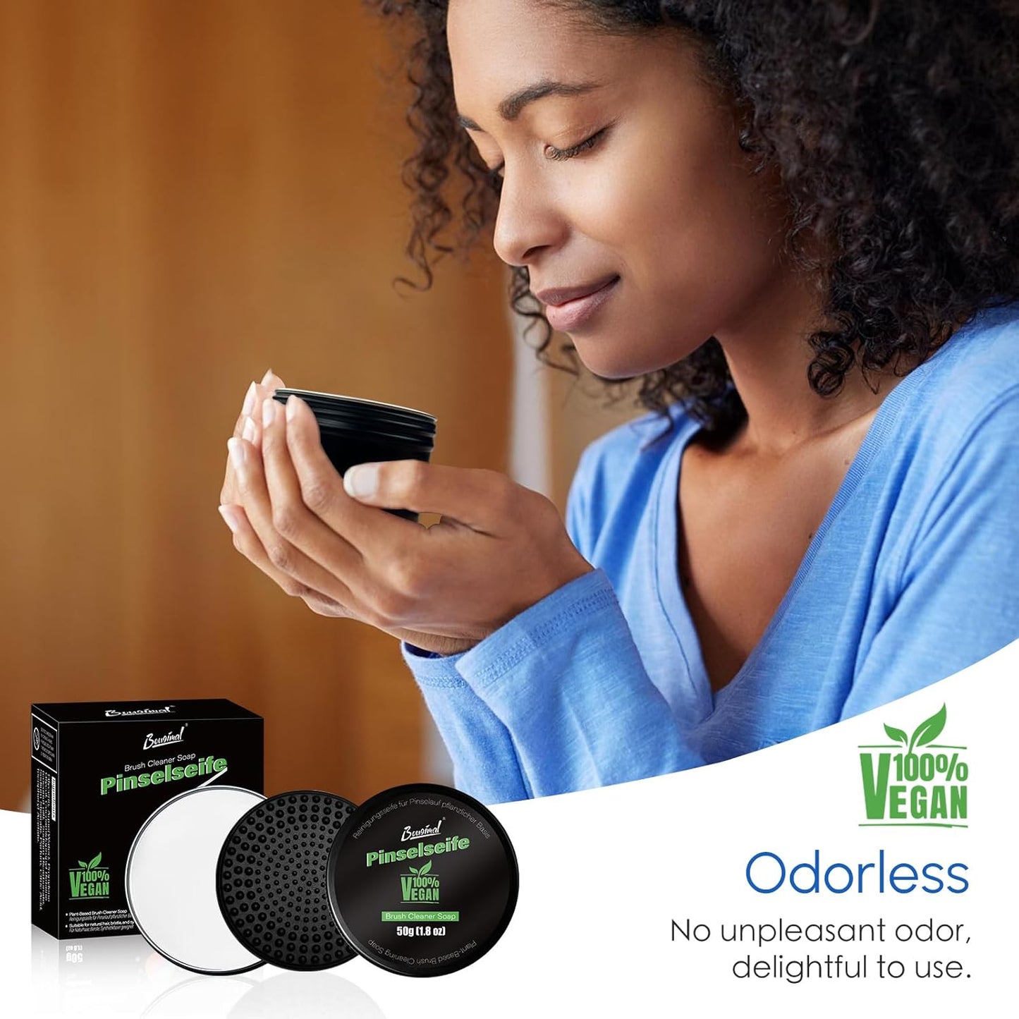 Bougimal Paint Brush Cleaner Soap, Artist Series, Solvent Free Natural Vegetable Glycerin Paint Brush Cleaner for Cleaning Oil Paint Brushes, Acrylic Paint Brushes, Watercolor Brushes, 2 Pack(3.6Oz)