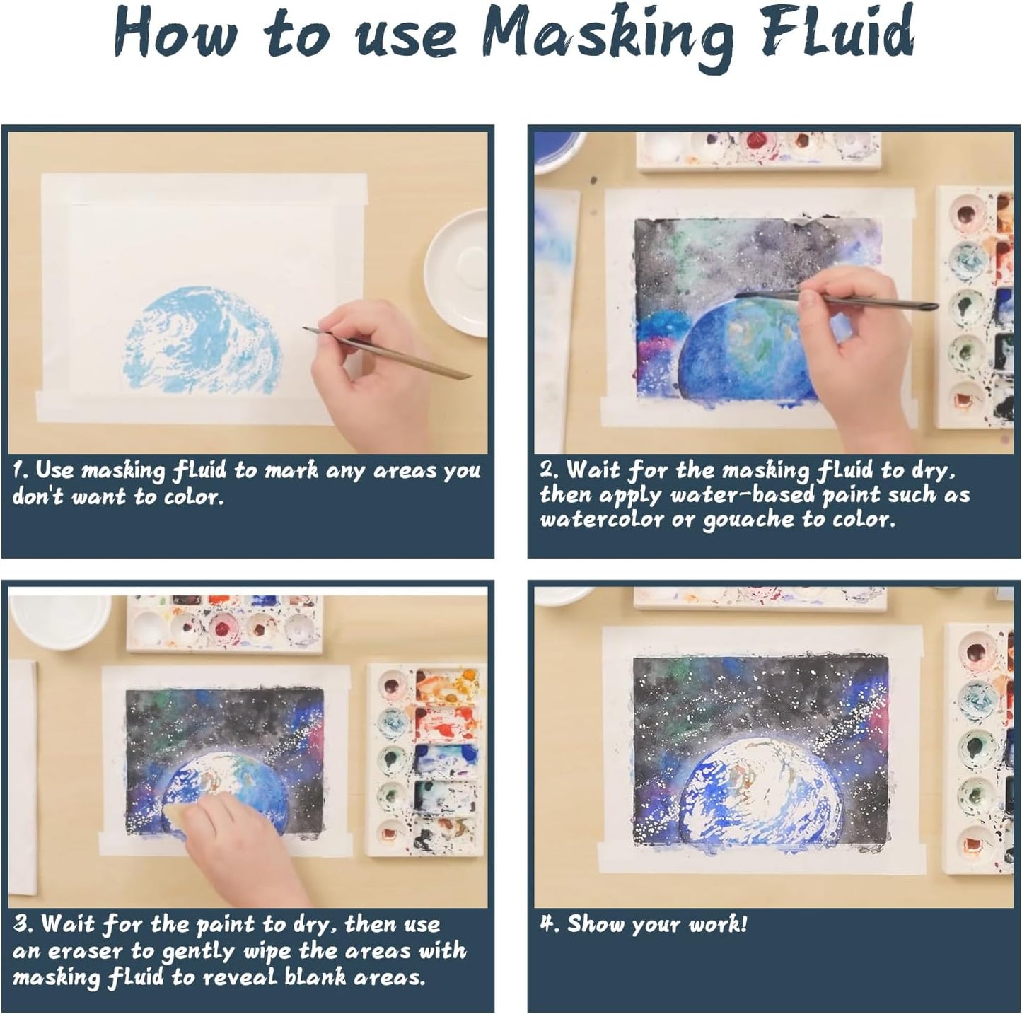 Masking Fluid for Watercolor Painting 60ml Red with a Paintbrush and Eraser - Art Masking Fluid Pen Watercolor Medium Art Supplies for Artists