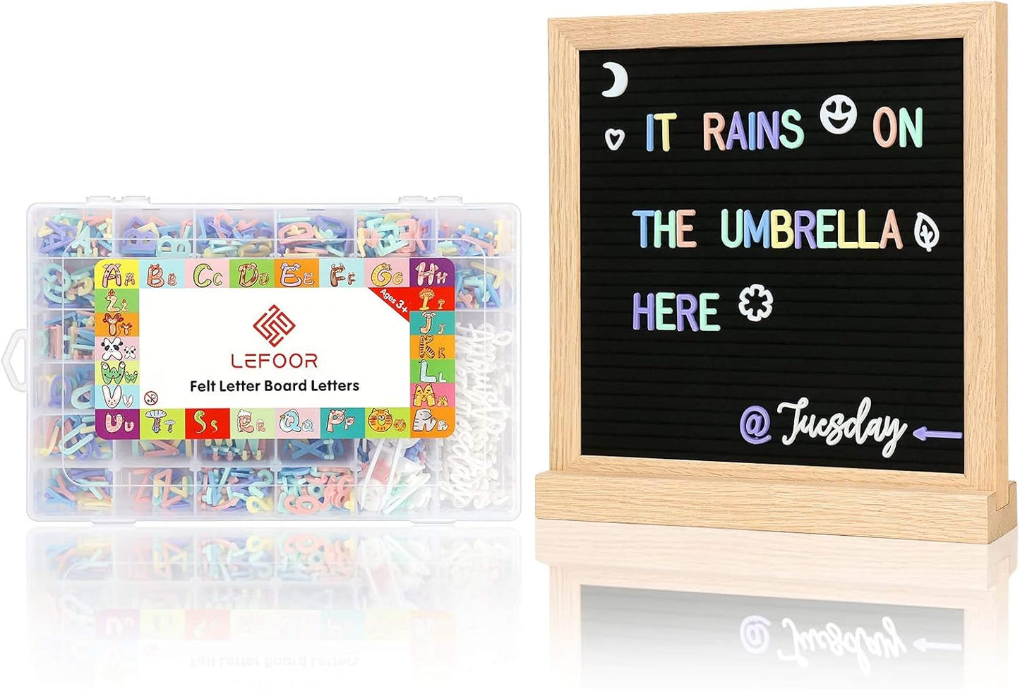 Letter Board Letters Only,850 PRE-Cut Characters (3/4 Inch,in 5 Colors) with Sorting Tray,Felt Letter Board Letters (Choice C)