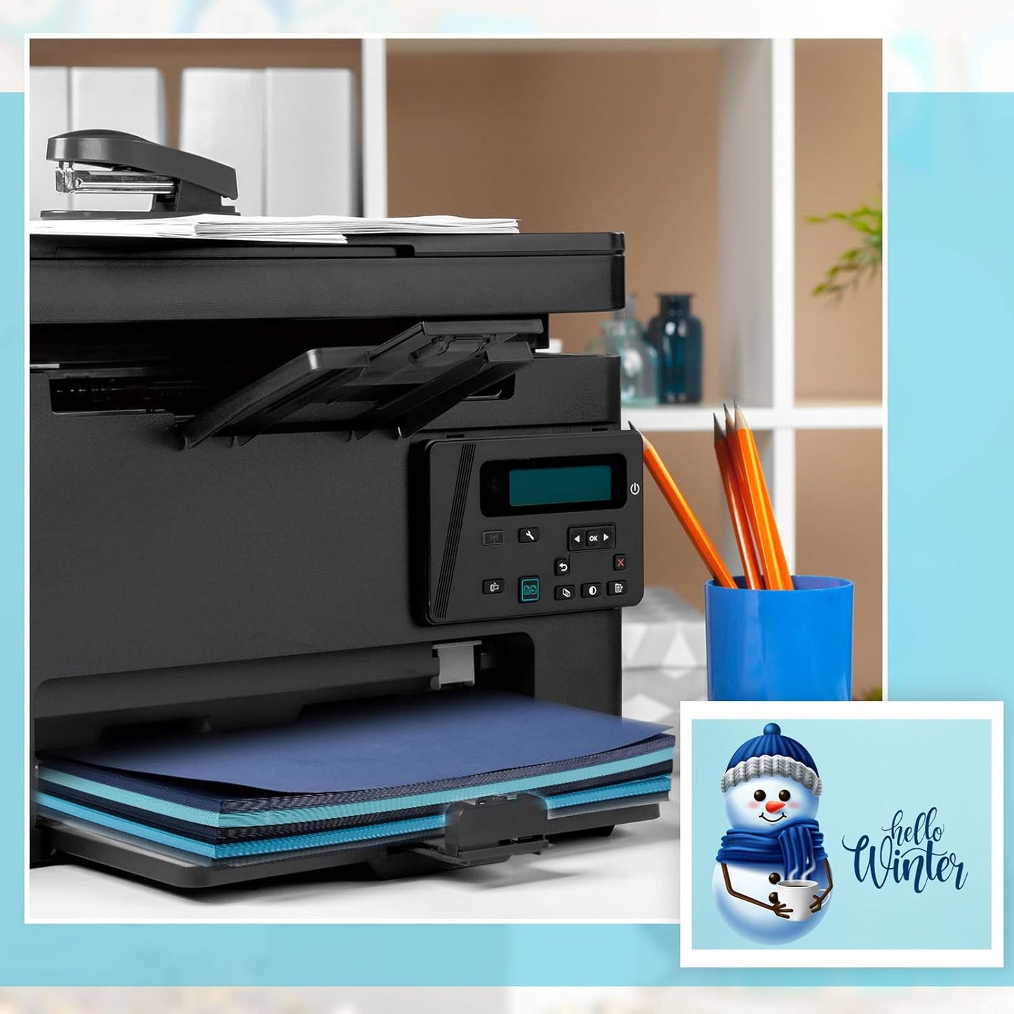 Sinmoe 100 Sheets 5 Shades Cardstock Paper 8.5 x 11 Inches 180gsm Solid Core Printer Paper for Scrapbooking DIY Arts Crafts Making Office Home Supplies(Blue Series)