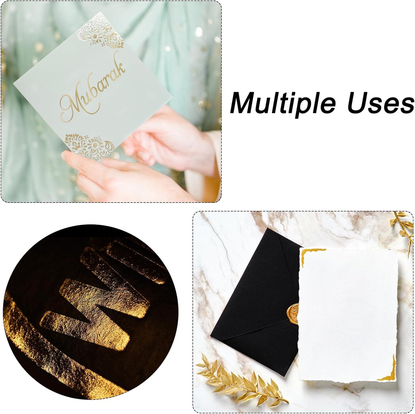 MECCANIXITY 50 Pack Toner Reactive Foil ,Deco Foil Transfer Sheets 8.5"x11" A4 Hot Foil Paper for Laser Printer Scrapbooking Heat Transfer DIY Craft,Matte Gold