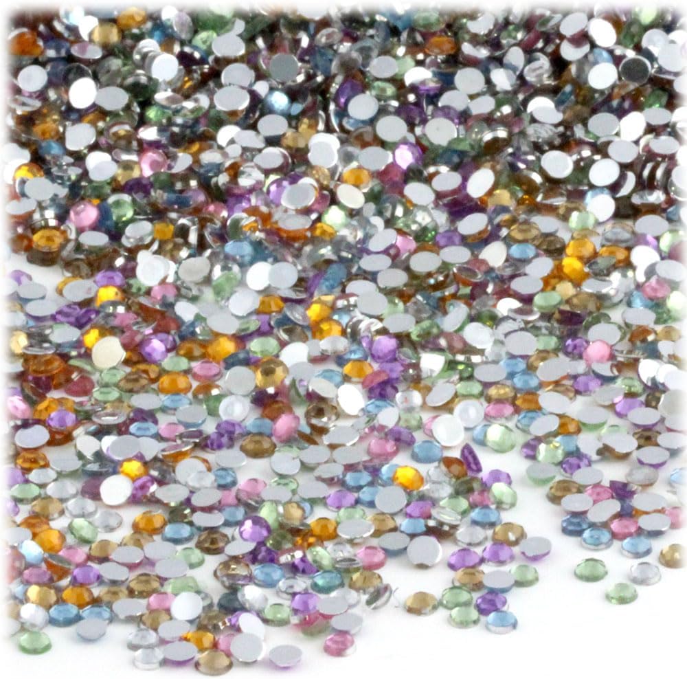 The Crafts Outlet 5-PK Set (7,200-Piece), Round 3mm Rhinestones, Flatback, Green Tones