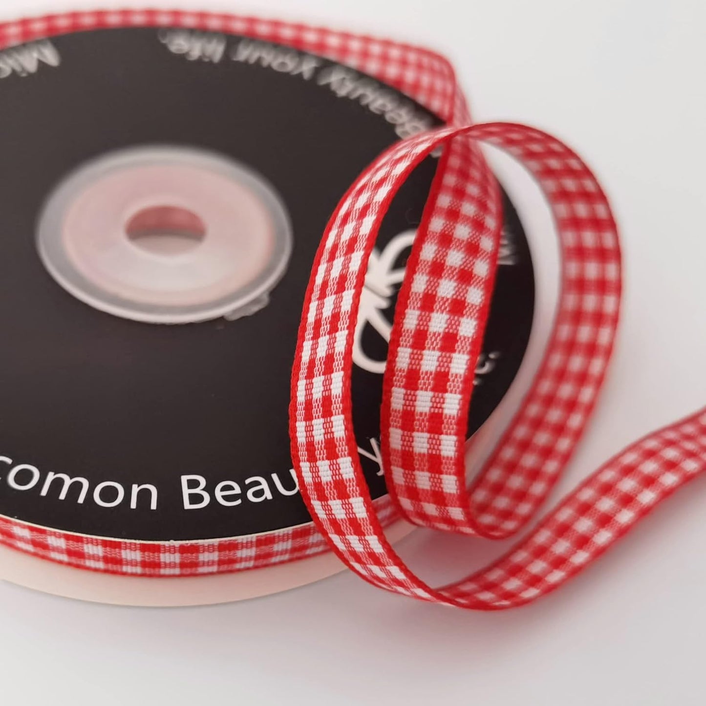 Red and White Gingham Ribbon 25 Yards Each Roll 100% Polyester (3/8", red)