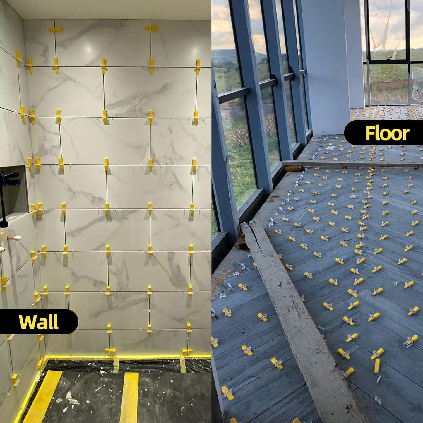 1/8” Tile Leveling System Spacers 2000 PCS Tile Leveling Clips Kit Prevent Tile lippage Leveler Spacers for DIY Professional Ceramic Tile and Stone Installation (1/8 IN, 2000)