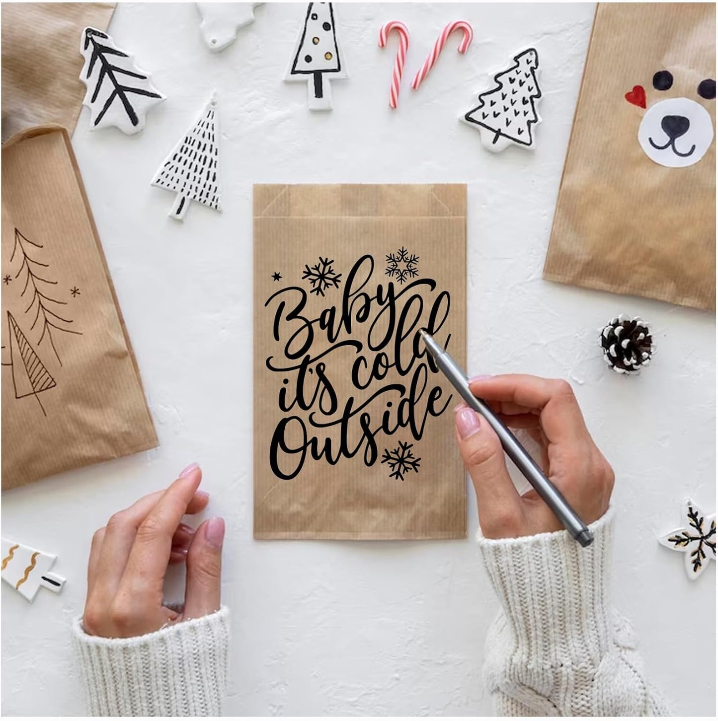 Small Stencils for Painting on Wood Reusable, 3 Inch Reusable Stencil for Craft Ornament Paint Template Stencils for Wall Card Rock Wood Signs Coasters Canvas Home Decor (Christmas)