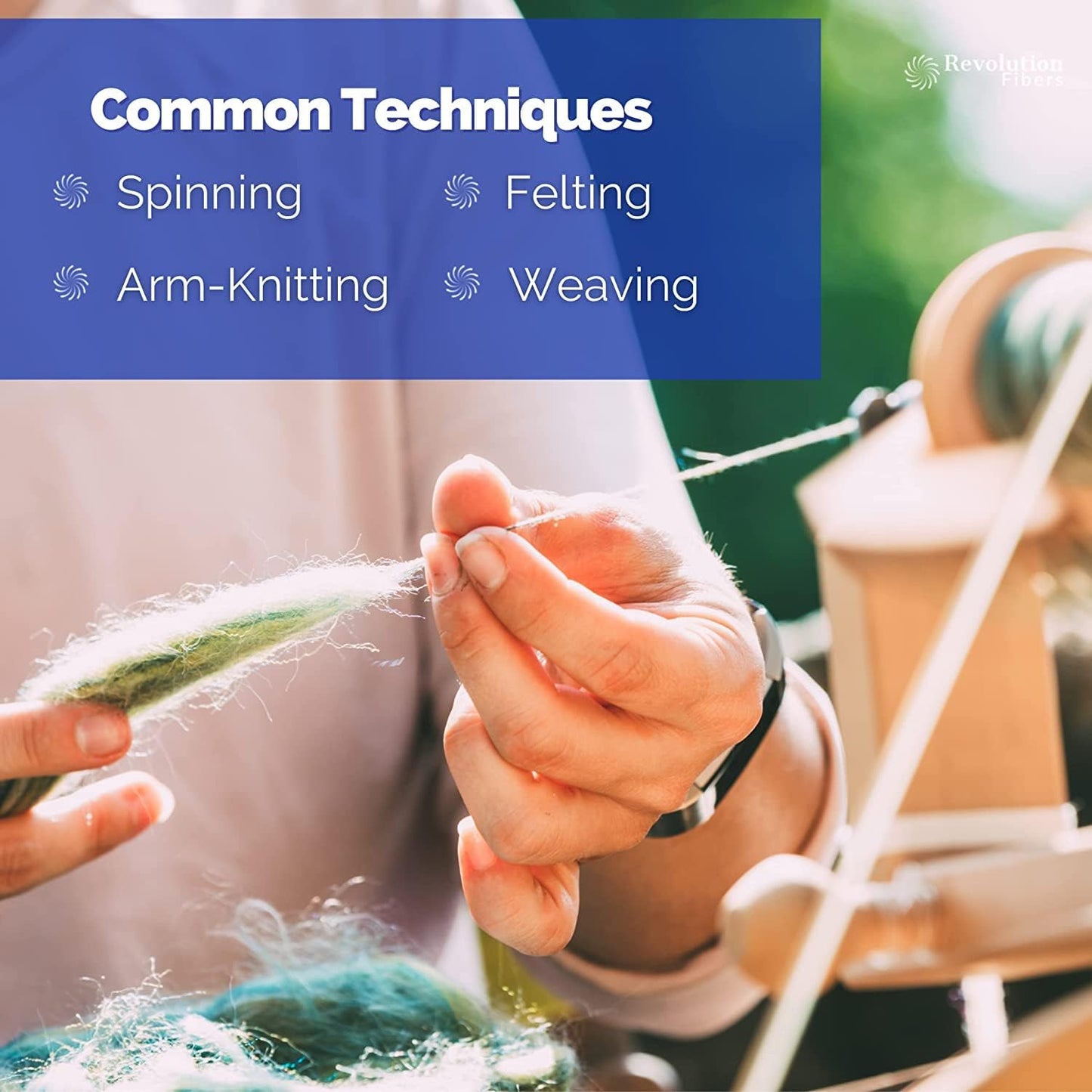 Revolution Fibers Merino Wool Combed Top | 1 lb Premium Wool Roving | 22 Micron, Best Merino Wool for Spinning, Tapestry, Needle Felting, Big Yarn Roving and Wall Hangings (Denim Blue)