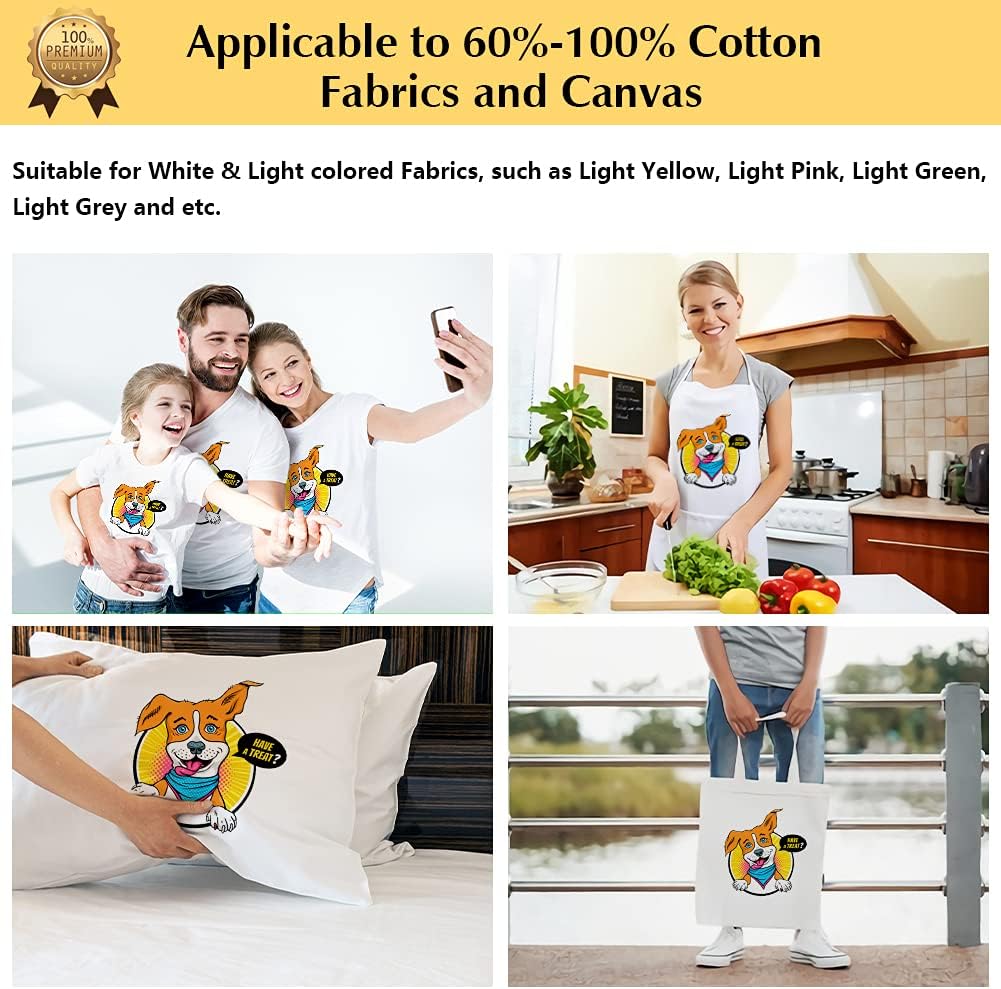 TransOurDream Tru-Heat Transfer Paper for Inkjet & Laserjet Printer (100 Sheets 8.5x11", 3.0) Printable HTV Heat Transfer Vinyl for T Shirts Iron On transfers for Light Fabrics (TRANS-L3-1-100)