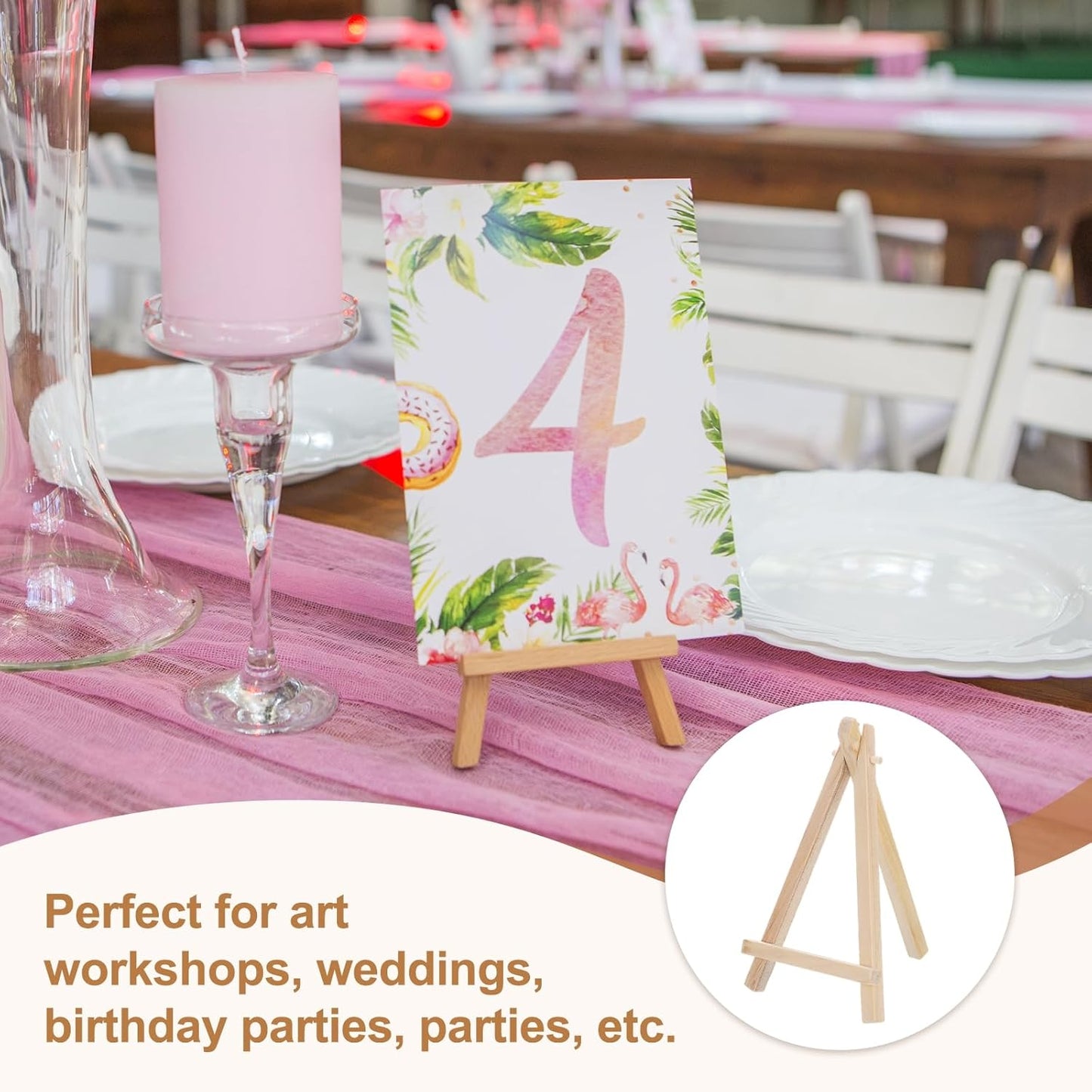 MECCANIXITY Mini Wood Display Easels, 6.3"x3.5"A-Frame Painting Tabletop Easels Holder Stand for Artists Beginners Displaying Small Canvases Art Photos Business Cards(Pack of 12, Wood Color)