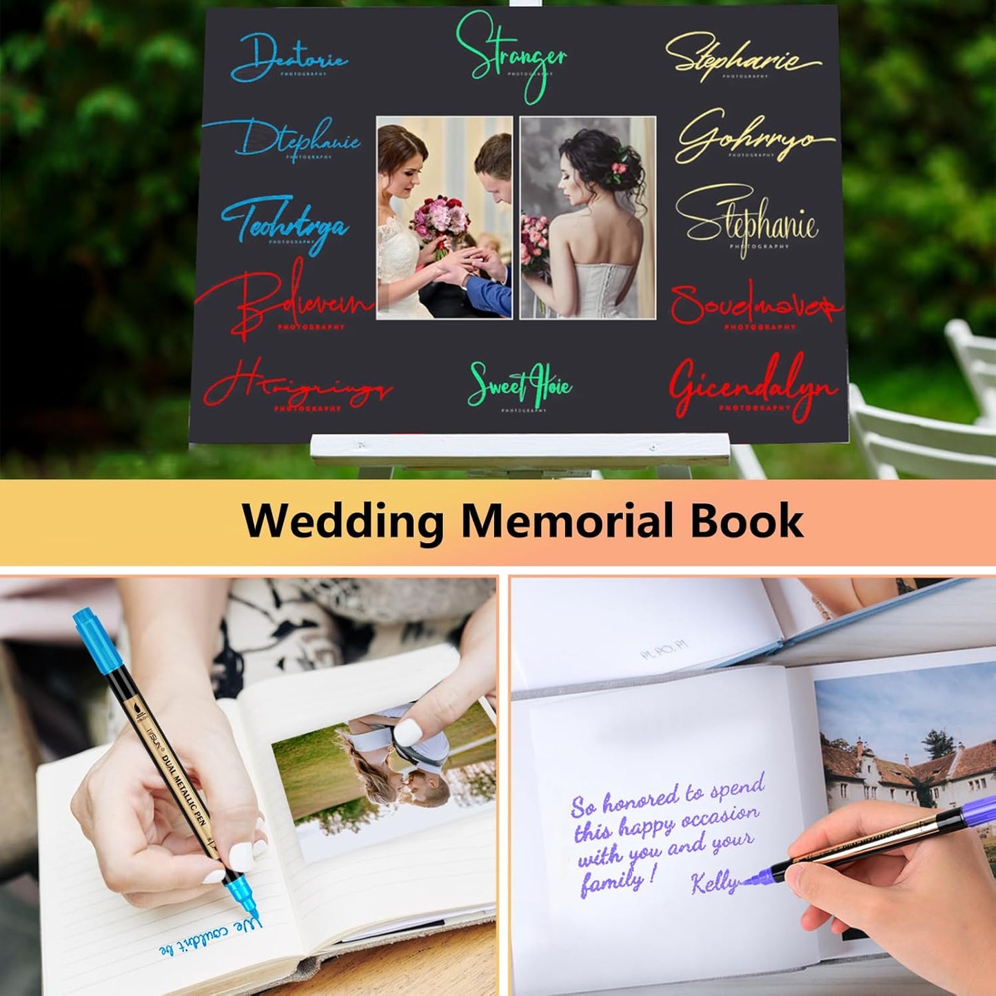 Metallic Marker Pens, 12 Colors Dual Tip Acrylic Paint Pens for Black Paper, Scrapbooking, Photo Album, Rock Painting, Paint Marker for DIY Arts & Crafts, Glass, Wood, Card Making, Scrapbook Supplies