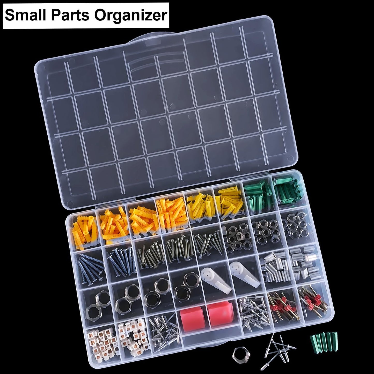 DUOFIRE 32 Grids Bead Organizer, Craft Organizers and Storage with Fixed Compartment, Plastic Bead Storage for Jewelry Beads Earring Tool Fishing Hook Small Accessories