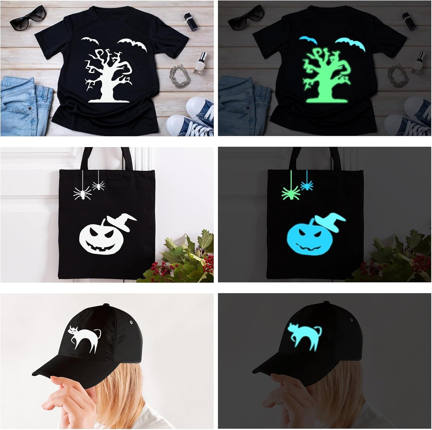 HTVRONT Glow in The Dark HTV Vinyl - 12" x 8ft Heat Transfer Vinyl for Shirts, Glow in The Dark HTV Luminous Iron on Vinyl - Easy to Cut & Weed (Yellow-Green)