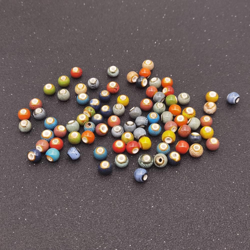 INSPIRELLE 180 Pieces Porcelain Beads Chinese Round Ceramic Beads 8mm for Handmade Jewelry Making Bracelets Necklace Making, Leopard