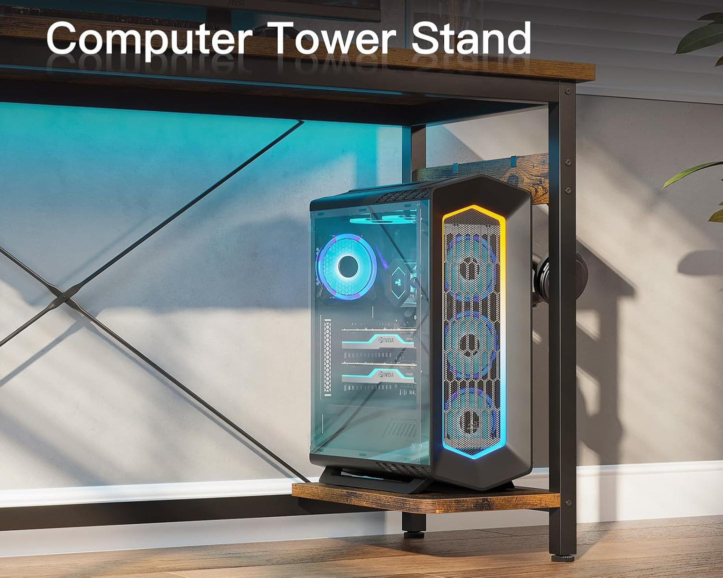 Coleshome 66" L Shaped Larger Gaming Desk, Corner Computer Desk, Sturdy Home Office Computer Table, Writing Workstation, Vintage