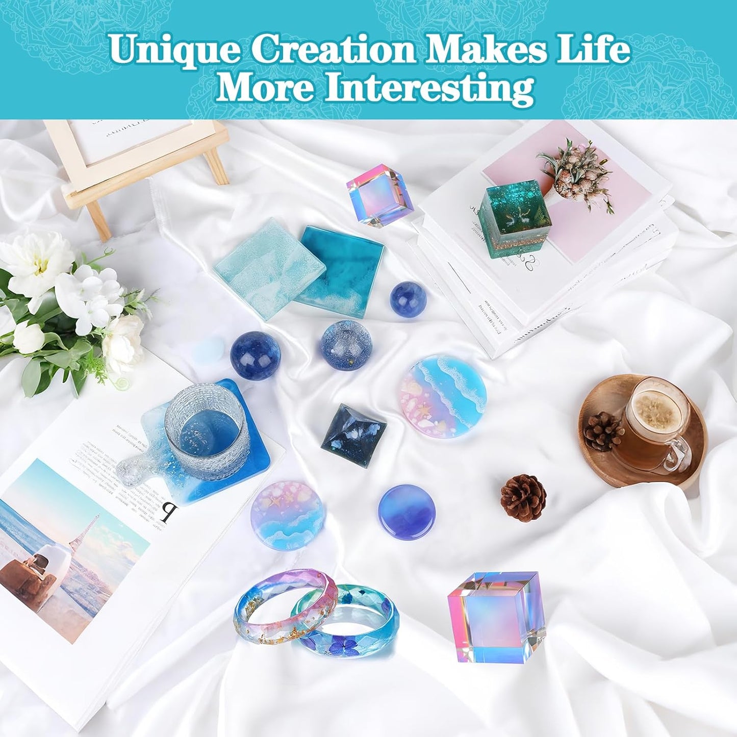 EKACO UV Resin, 400g UV Epoxy Resin Type Fast Curing Premixed Low Odor Super Clear Hard UV Epoxy for DIY Craft Decorations, Beginners Jewelry Making and Resin Art