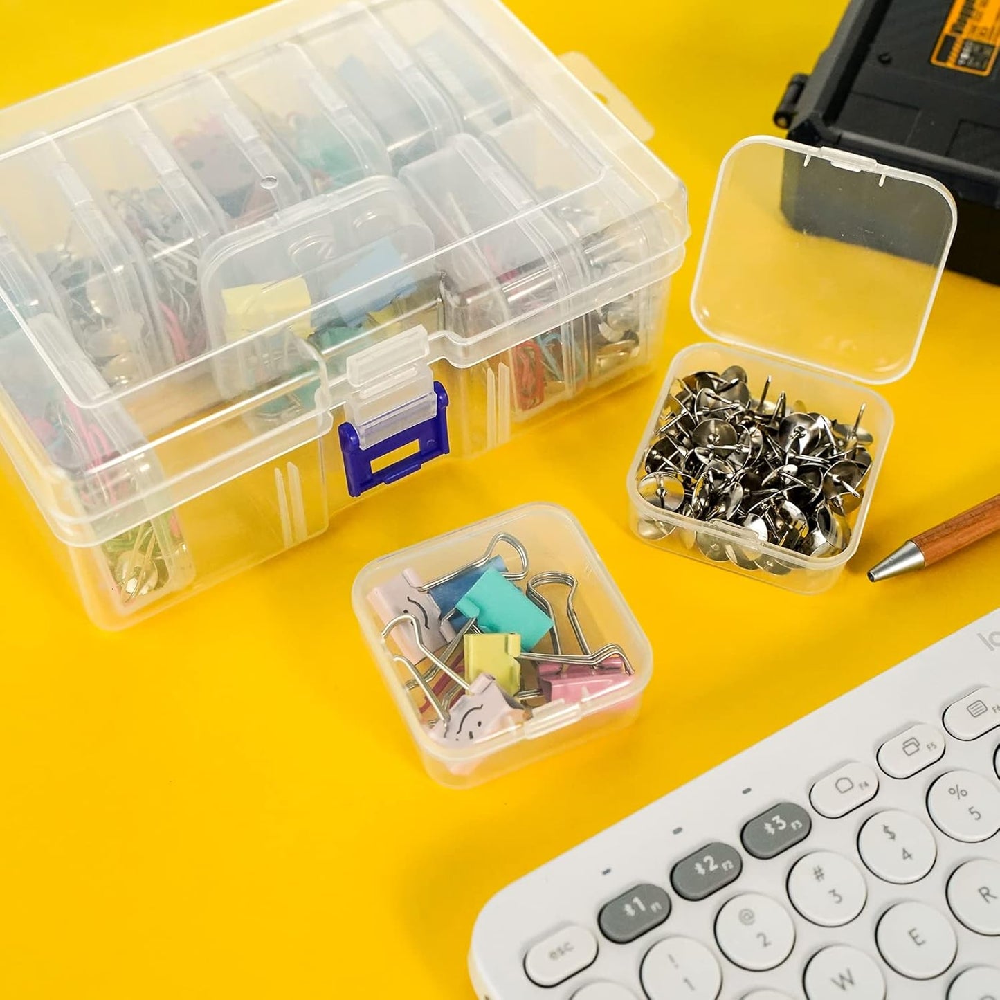 13 Pieces Small Plastic Craft 0rganizers and Storage, Transparent Box with Hinged Lid for Storage of Jewelry, Diamonds, DIY Art Craft Accessory