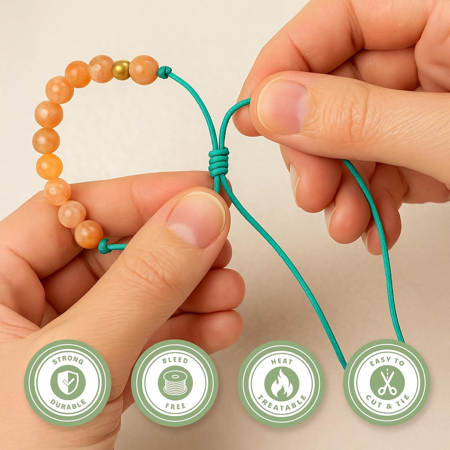 Mandala Crafts 2mm 109 Yards Tan Cotton Waxed Cord for Jewelry Making Bracelet Cord Waxed String - Beading String Thread Jewelry Cords for Necklaces String