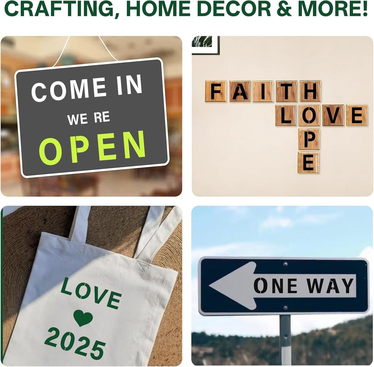 WISYOK 1 Inch 36 Pcs Letter Stencils and Numbers, Reusable Plastic Alphabet Art Craft Templates for Wood, Wall, Fabric, Rock, Signage,Cake,DIY