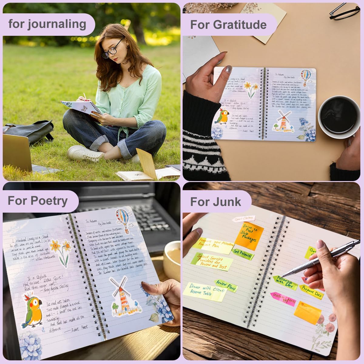 SIIXU Floral Decorated Notebook A5, Unique Colorful Flower Design Journal with Patterned Inner Pages for Writing, Small, Lined,