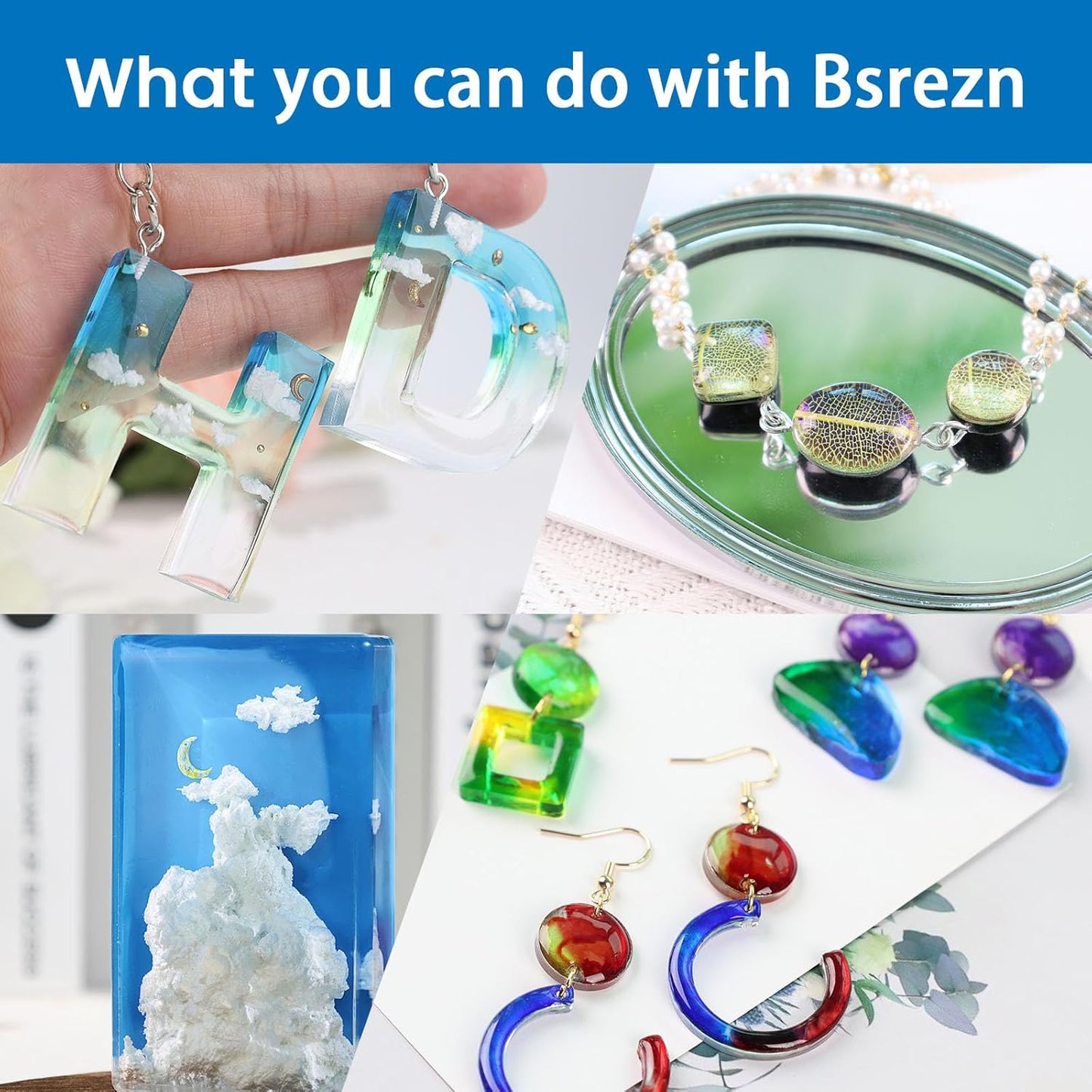 Bsrezn 100g UV Resin Hard with 8 Wooden Sticks Premixed Resina UV for Jewelry Making (100g x 1)