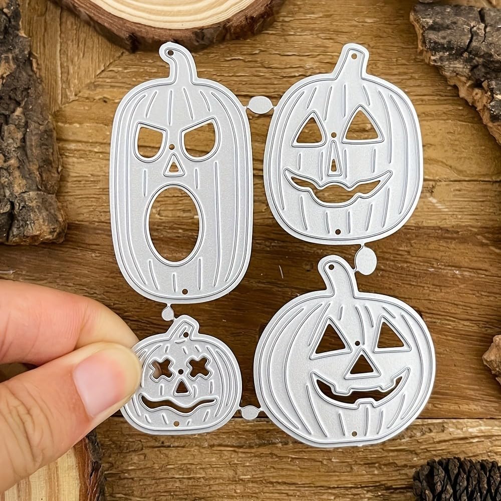 Lapoo Festivals Metal Cutting Die for Scrapbooking - Durable, Cut Stencils for DIY Scrapbook Photo Album Decorative Paper Card, Card Making Supplies (4-Piece Halloween Pumpkin Set 2.9 x 3.6 in)