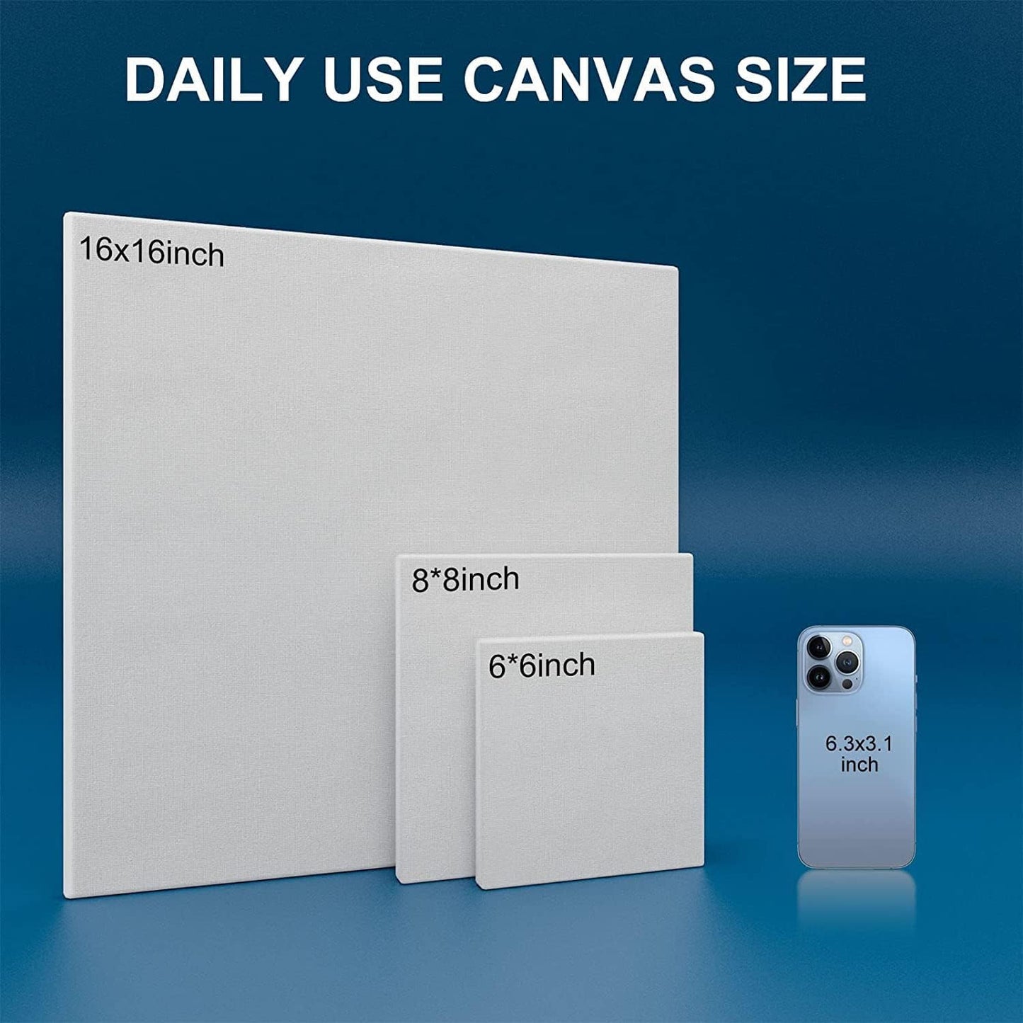 Stretched Canvases for Painting 16x16 Inch 4-Pack, 10 oz Triple Primed Acid-Free 100% Cotton Blank Canvas, Square Canvas for Oil Paint Acrylics Pouring & Wet Art Media, Pour Painting