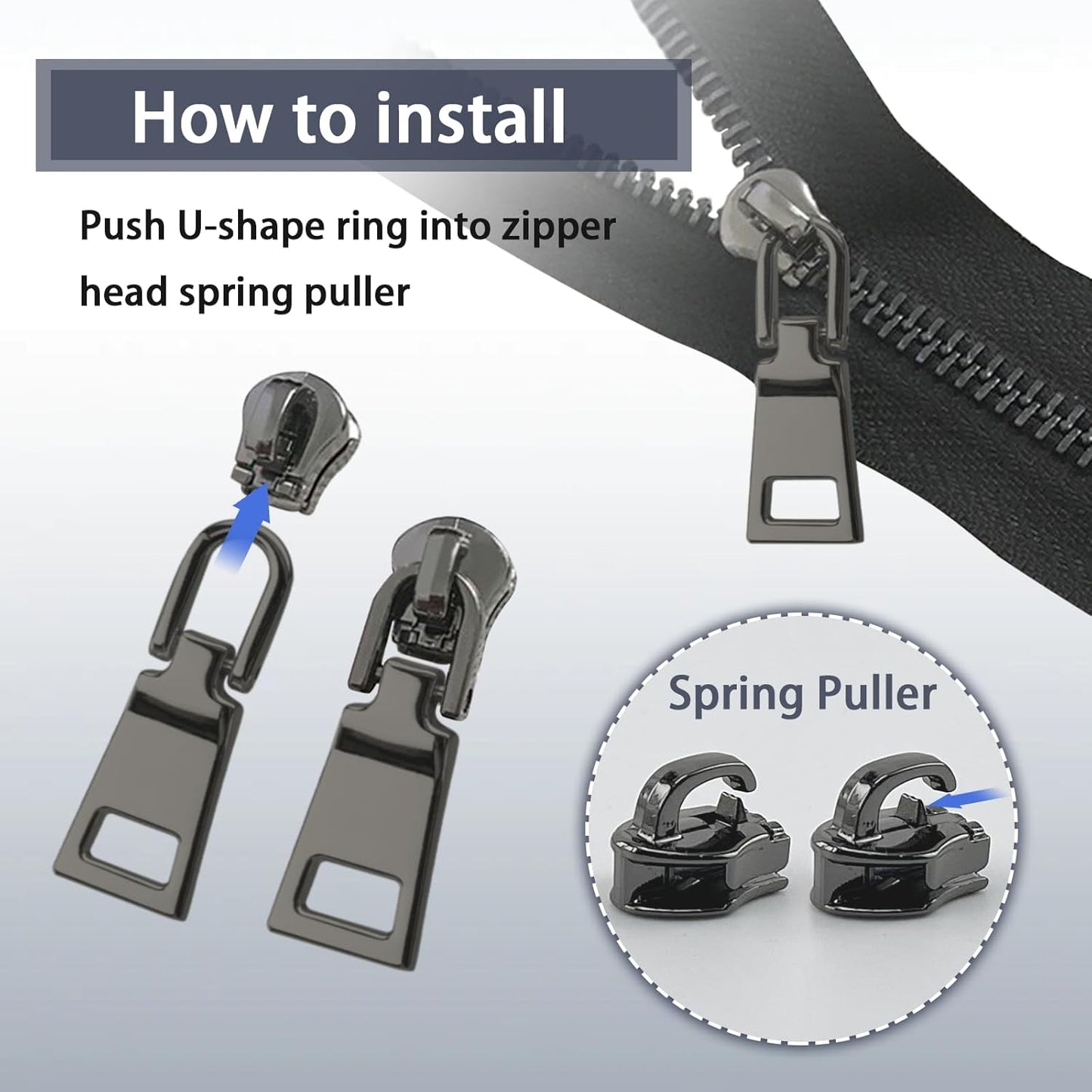 VICHERIA Zipper Repair Kit (45 Pcs), Universal Size #3 Zippers for Sewing, Replacement Slider Pull Fix Kit for Jackets, Coat, Boot, Backpack, Purse