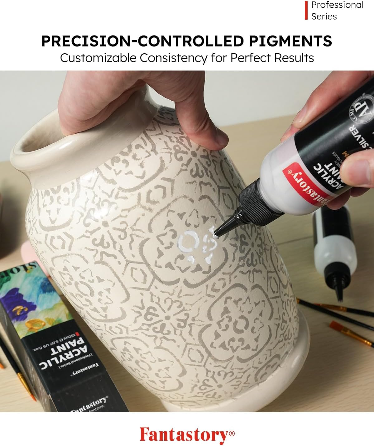 Fantastory True-Color Pro Acrylic - Green (150ml/5oz) - Lab-Certified Accuracy + Extreme Coverage, Professional Formula for Canvas/Wood/Clay/Fabric/Pottery