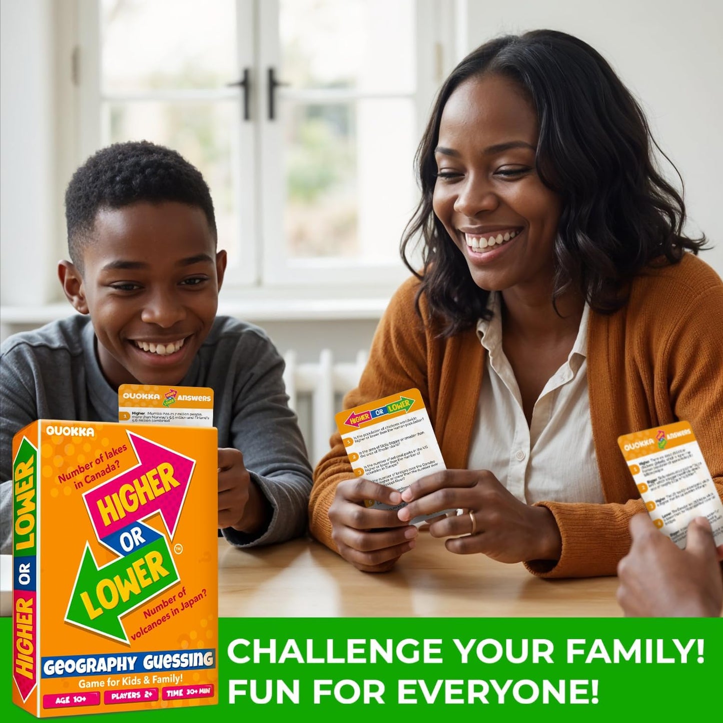 QUOKKA Trivia Board Games for Kids and Adults - Version V2.0 - Family Night Geography Games 4xSet Higher or Lower Trivia Cards | Guess Fun Questions | 2 + Players - Challenge Your Geography Knowledge