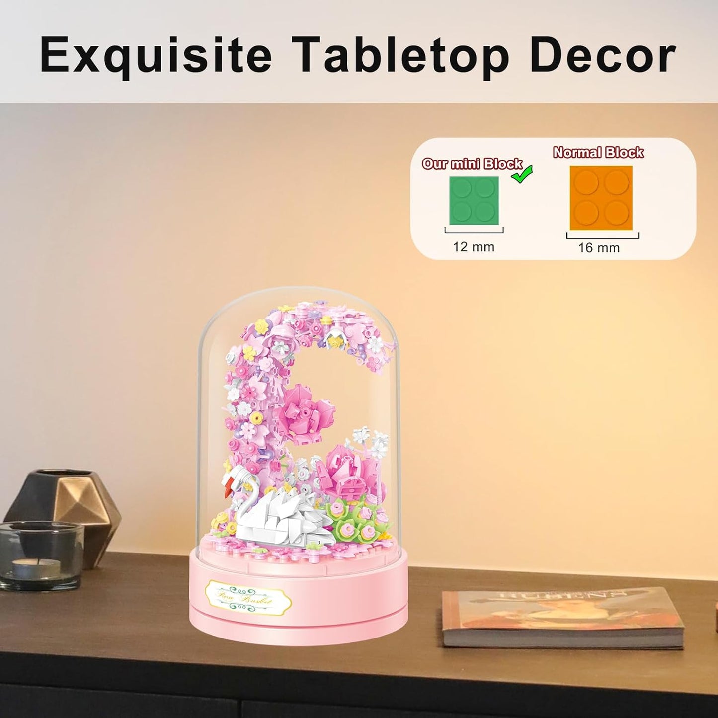 Flower Bouquet Building Set Plants Friends Sets Adults Bonsai Tree Flowers Building Blocks Set Botanical Collection Valentine's Birthday Gift for Girls Mom Women Girlfriend(Swan)