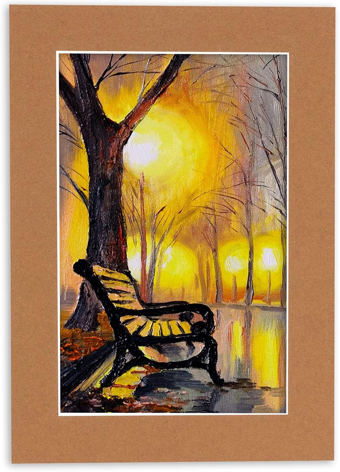 8x10 Mat Bevel Cut for 5.5x8.5 Photos - Acid Free Aged Oak Brown Precut Matboard With Backing Board and Crystal Clear, Self Seal Photo Mat Bag - For Pictures, Photos, Framing - 4-ply Thickness