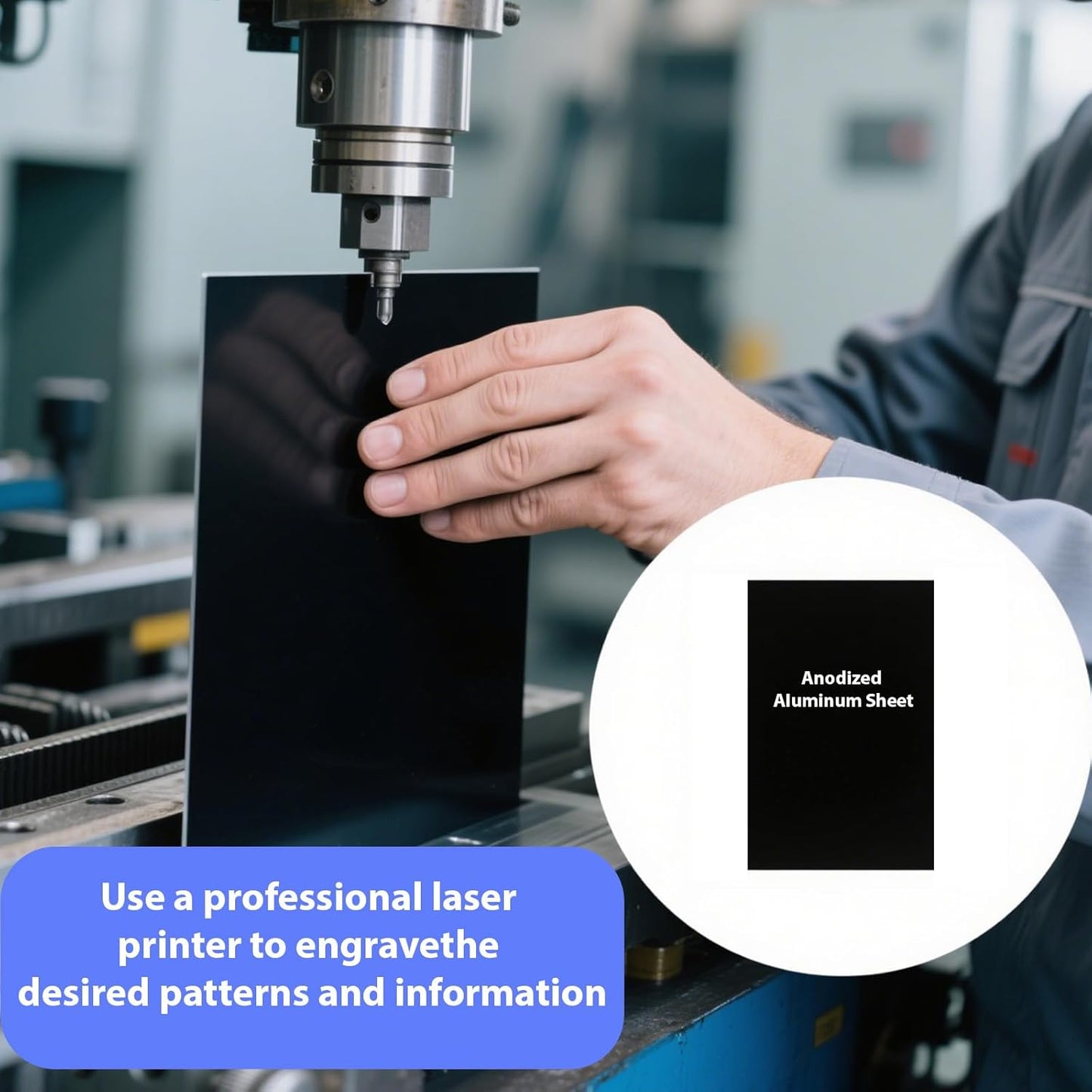 6Pcs Black Anodized Aluminum Sheet 5" x 7" x 1/32" (0.8mm) Corrosion-Resistant Metal Plates for Laser Engraving, DIY Crafting, Sign Making, Home Decor