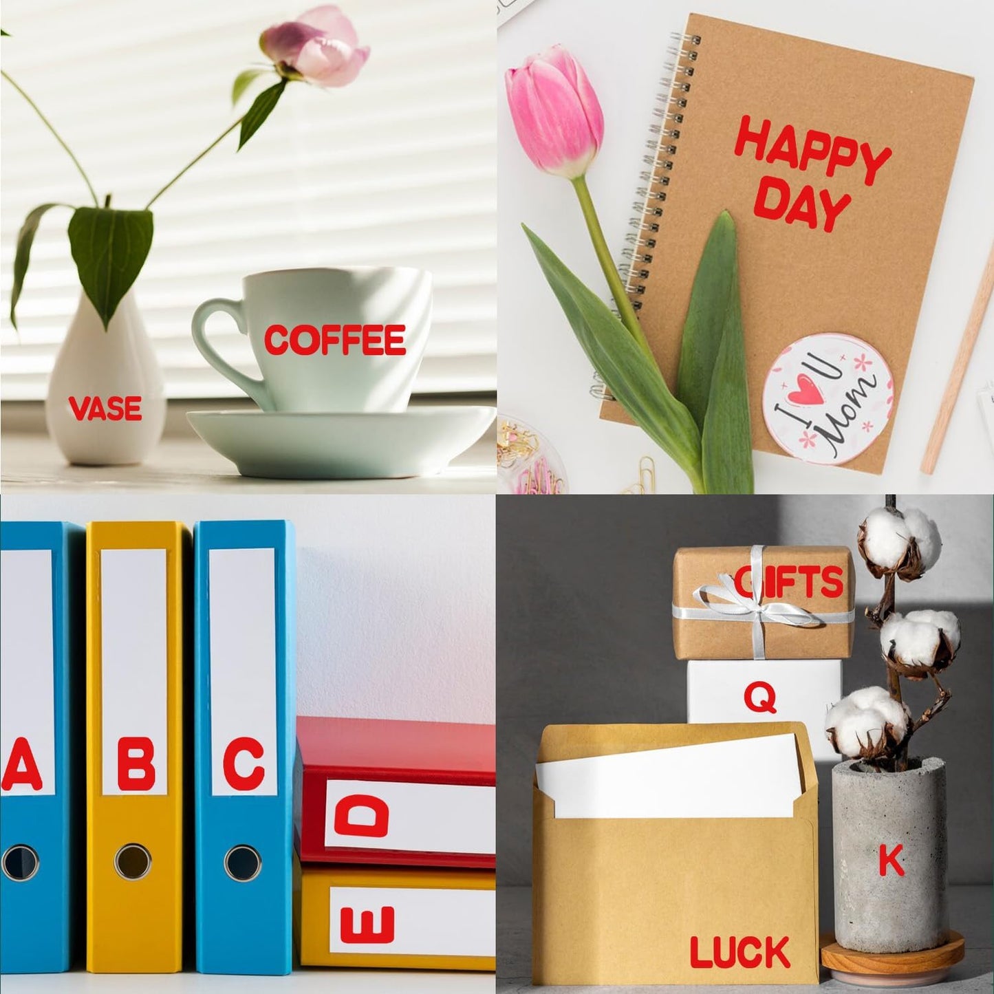 Red Alphabet Letter Stickers, 1/2 inch, 10 Sheets - Self Adhesive Vinyl for Mailbox Numbers, Bulletin Boards, Classroom & Home Decor