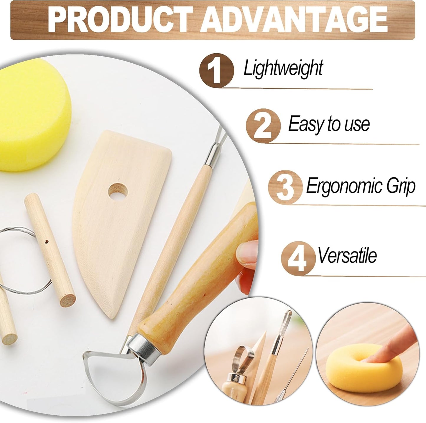 LINPHCEY 8Pcs Clay Sculpting Tools Set Perfect for Polymer Air Dry Modeling Clay Beginners & Professionals Ideal for DIY Pottery & Ceramics Tools for Clay Sculpey Sculpting & Crafting