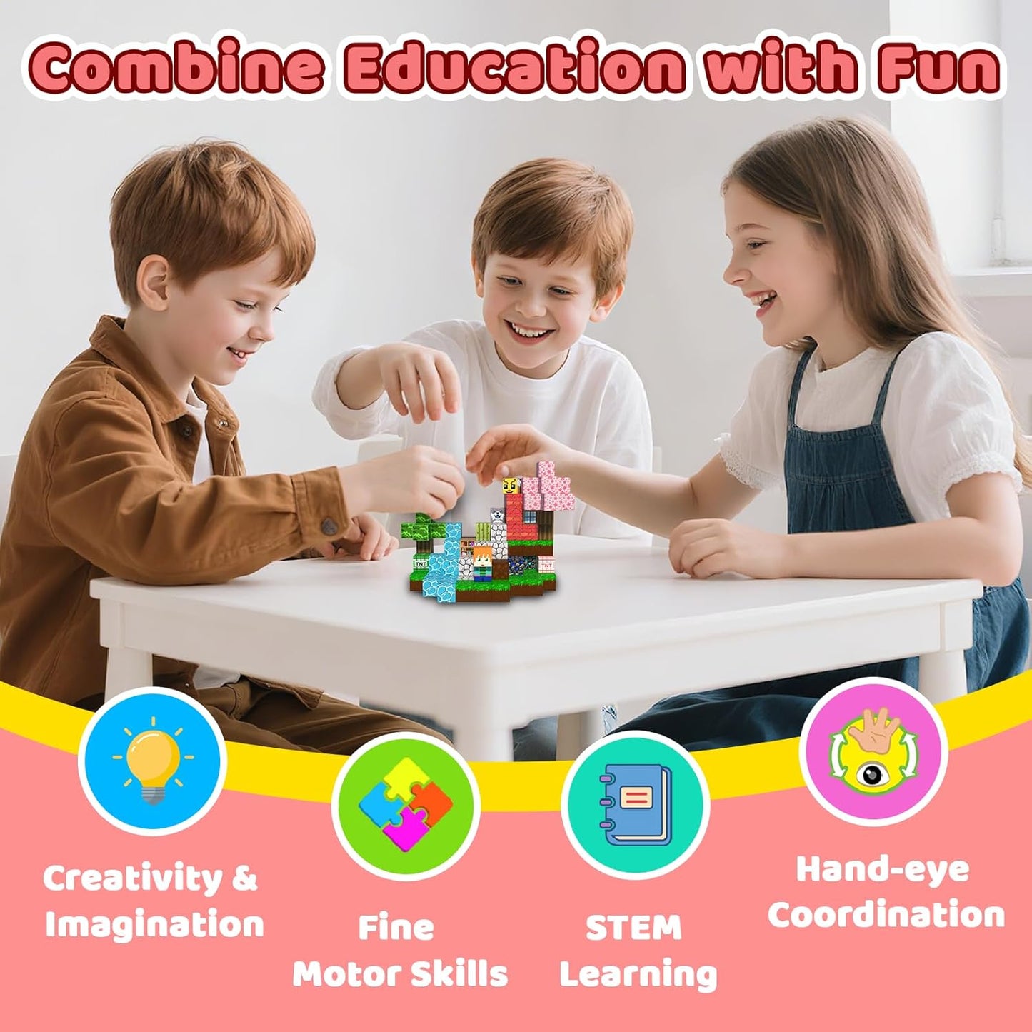 300 PCS Magnetic Blocks - Magnetic Building Blocks, Stacking Magnetic Blocks for Kids, Sensory Toy for STEM Montessori for Kids 3+ Boys and Girls Christmas Birthday Gifts