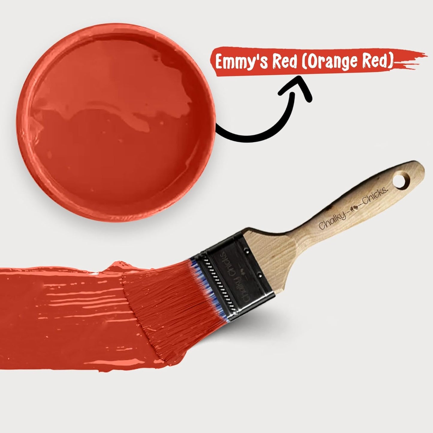 Chalky Chicks All-in-One Chalk Paint for Furniture or Cabinet - 8 Fl Oz - Matte Finish Emmy's Red (Orange Red) for Metal, Wood Furniture Paint - No Sanding All-in-One for Home Decor & Crafts, USA Made